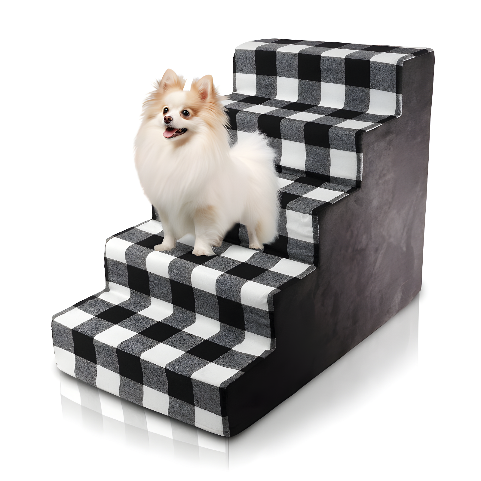 High Density Plaid Foam 4 Steps Pet Dog Stairs