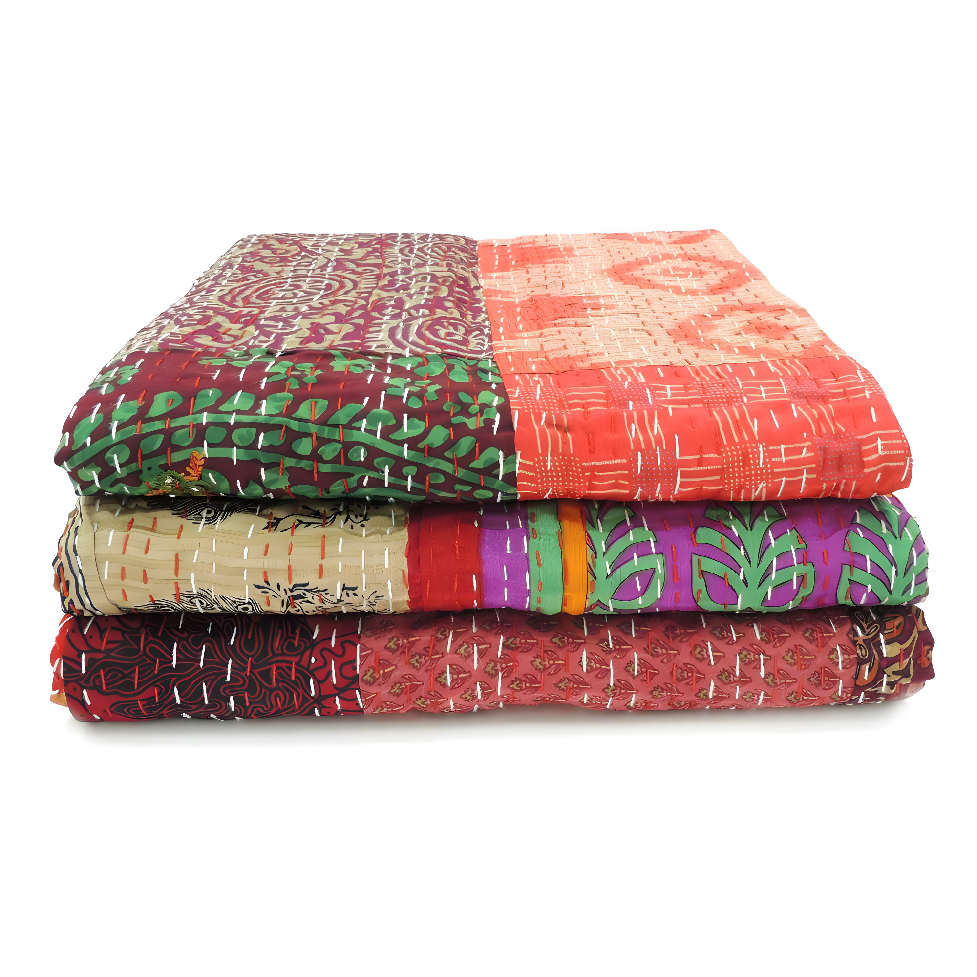 Rajani Home Handmade Kantha Silk Blend Throw Blanket