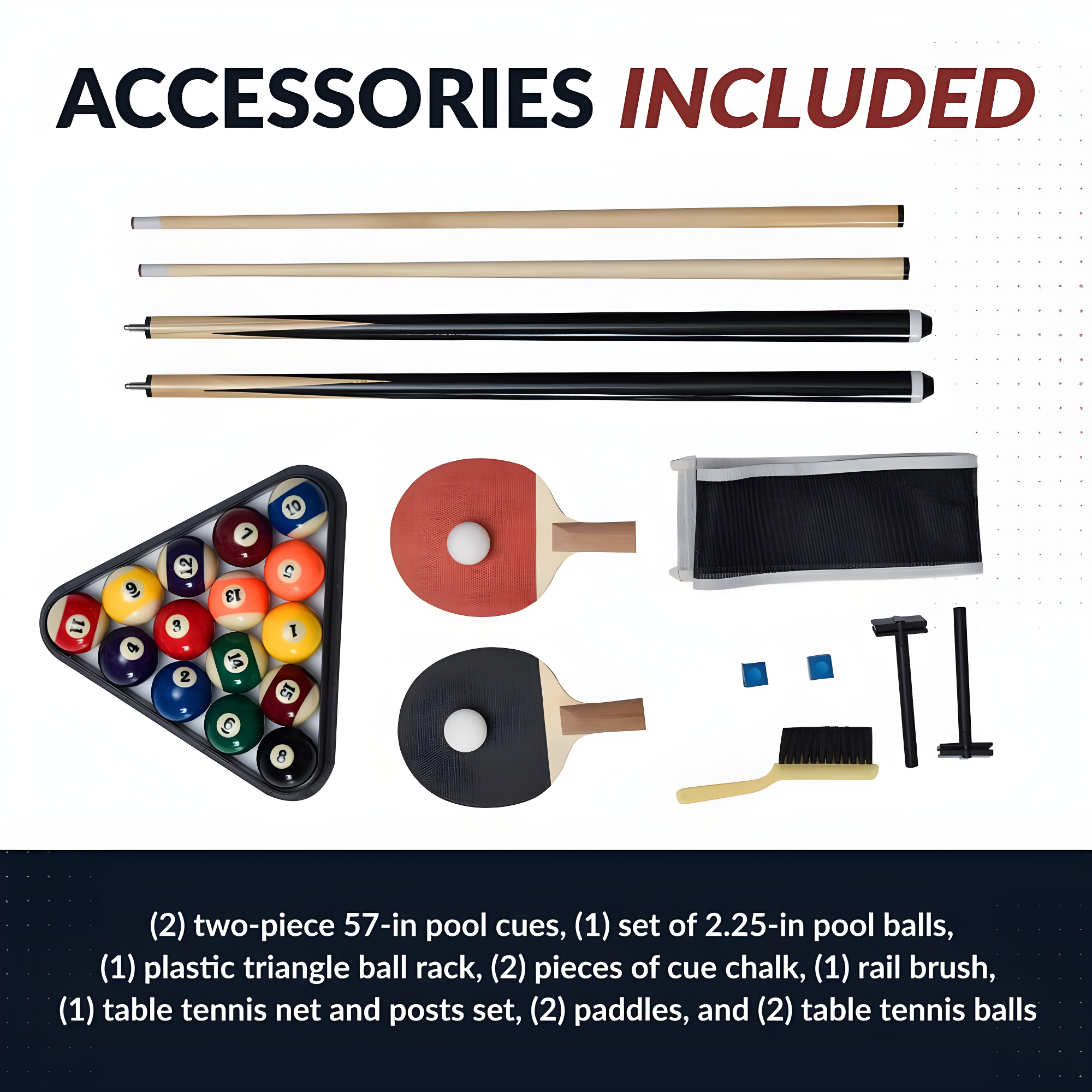 Hathaway Games Hathaway Newport Stylish 7 Ft Multi Game Pool Table Combo with Dining Top and Ping Pong – Includes Benches for Home Storage and Accessories