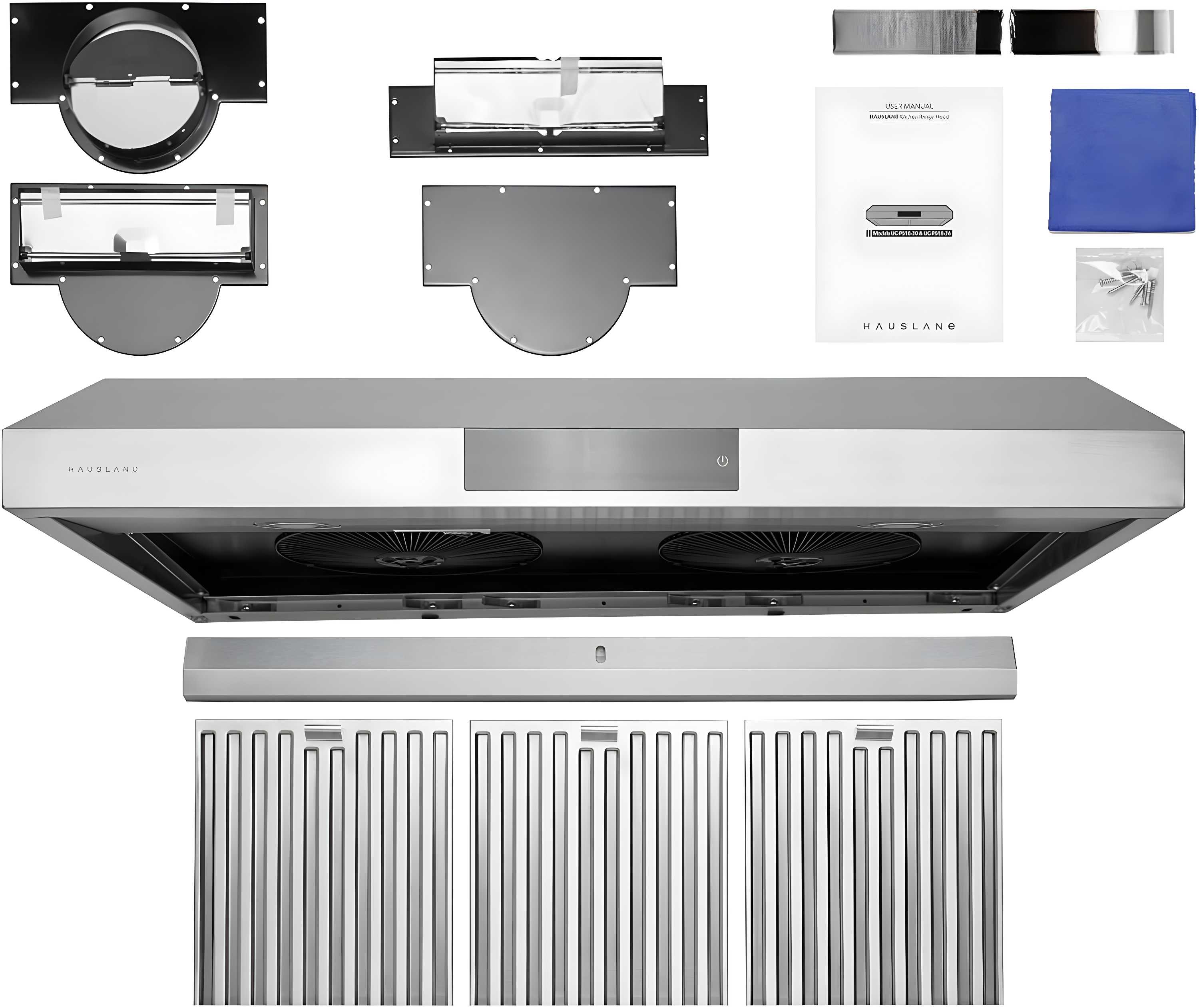 Hauslane Hauslane Range Hood 30 Inch - Under Cabinet Range Hood 30" Stainless Steel Kitchen Hood, Vent Hood 30 Inches, Stove Vent Hood for Kitchen, Vent Hoods 30 Inch with LED - Chef Series PS18 XJ-TLKX-SFBU