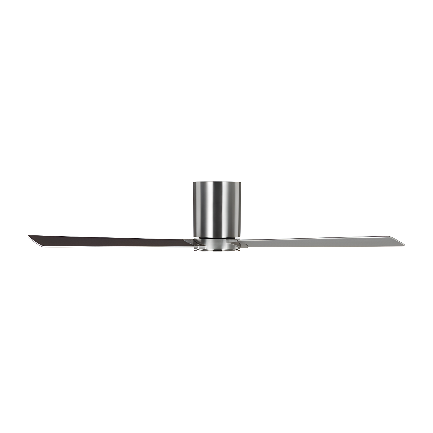 Rozzen 52 in. Modern Hugger Brushed Steel Ceiling Fan with Silver/American Walnut Blades, DC Motor and Remote
