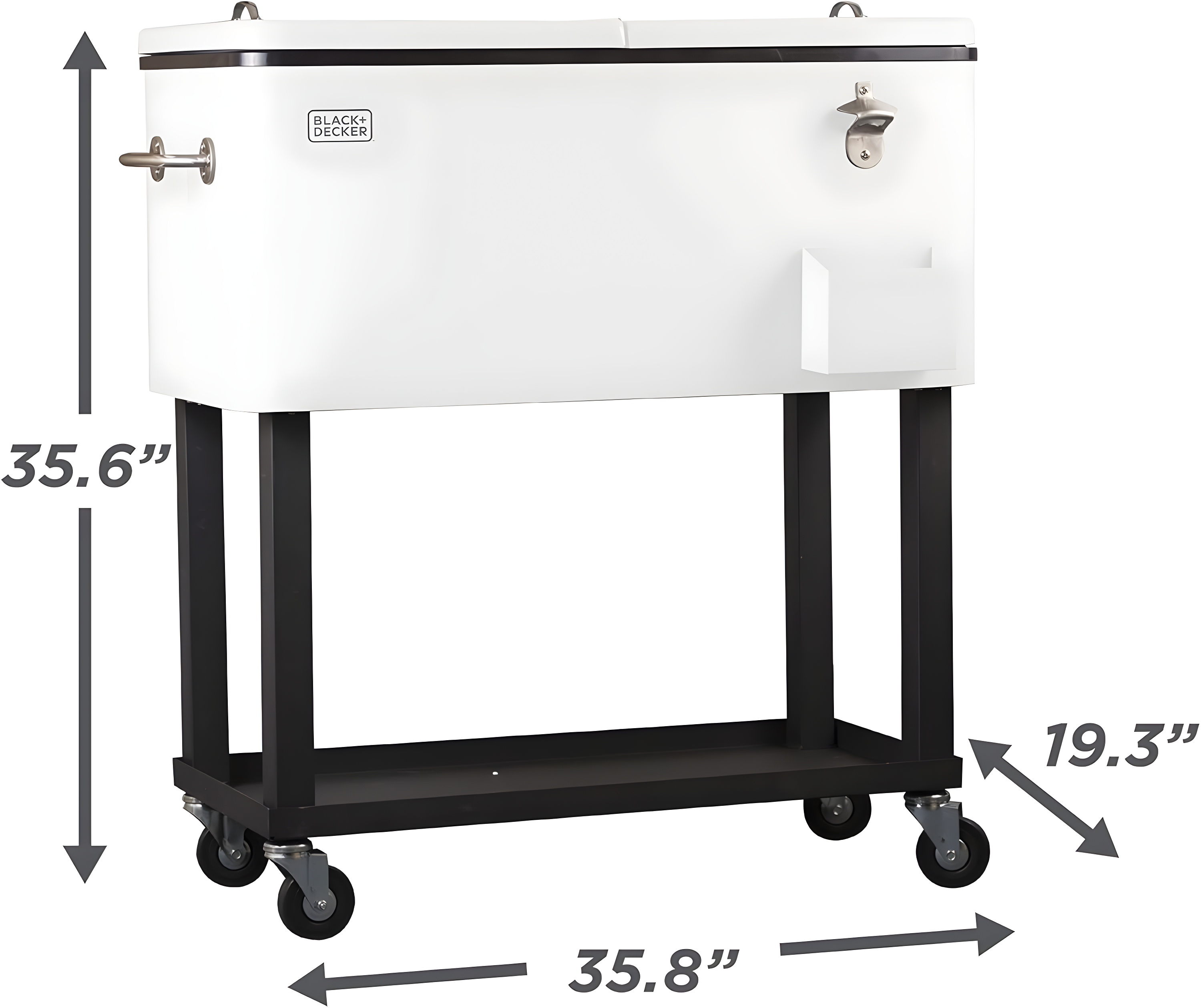 BLACK+DECKER Mobile Cooler Cart, 20-Gallon Capacity, White