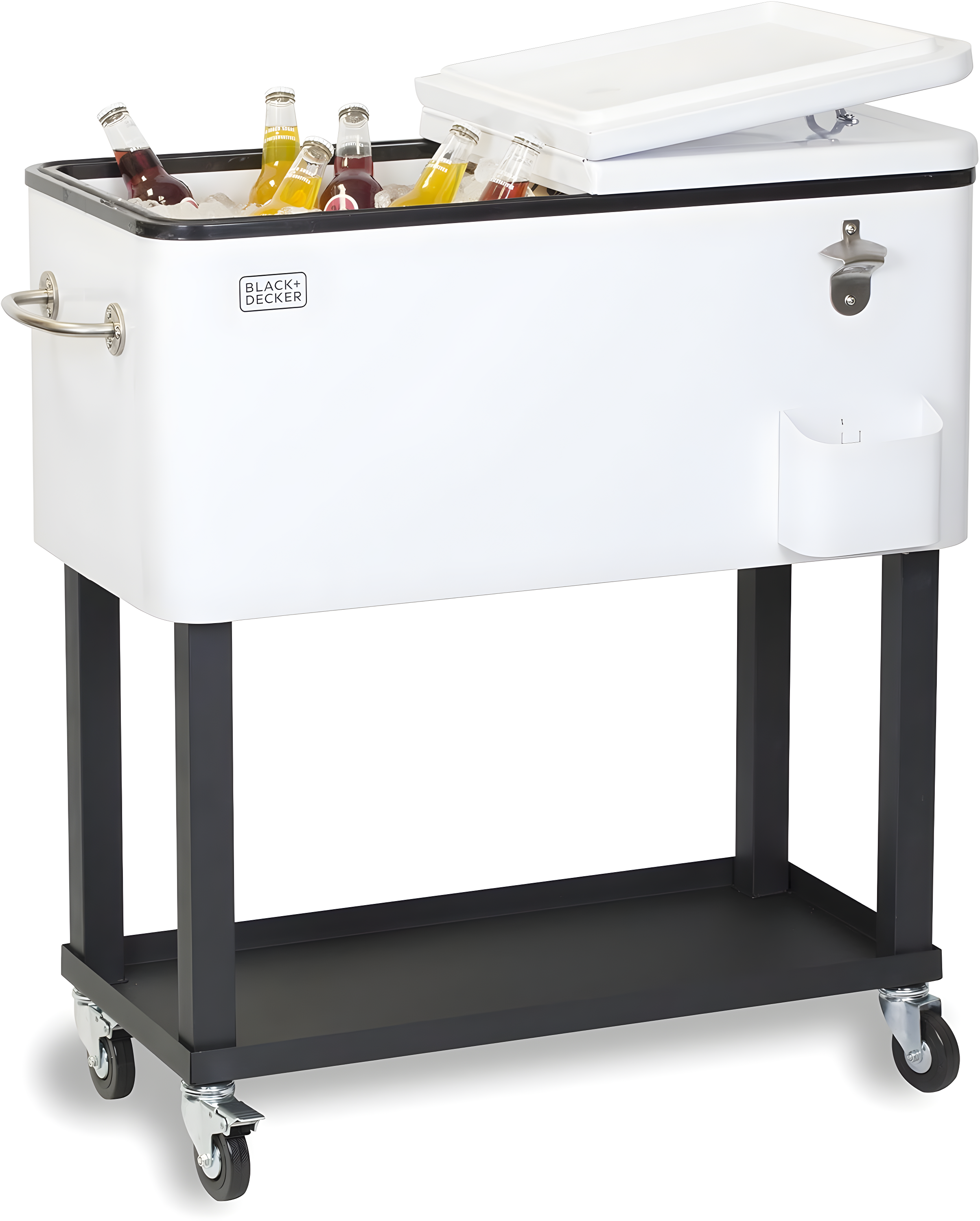 BLACK+DECKER Mobile Cooler Cart, 20-Gallon Capacity, White