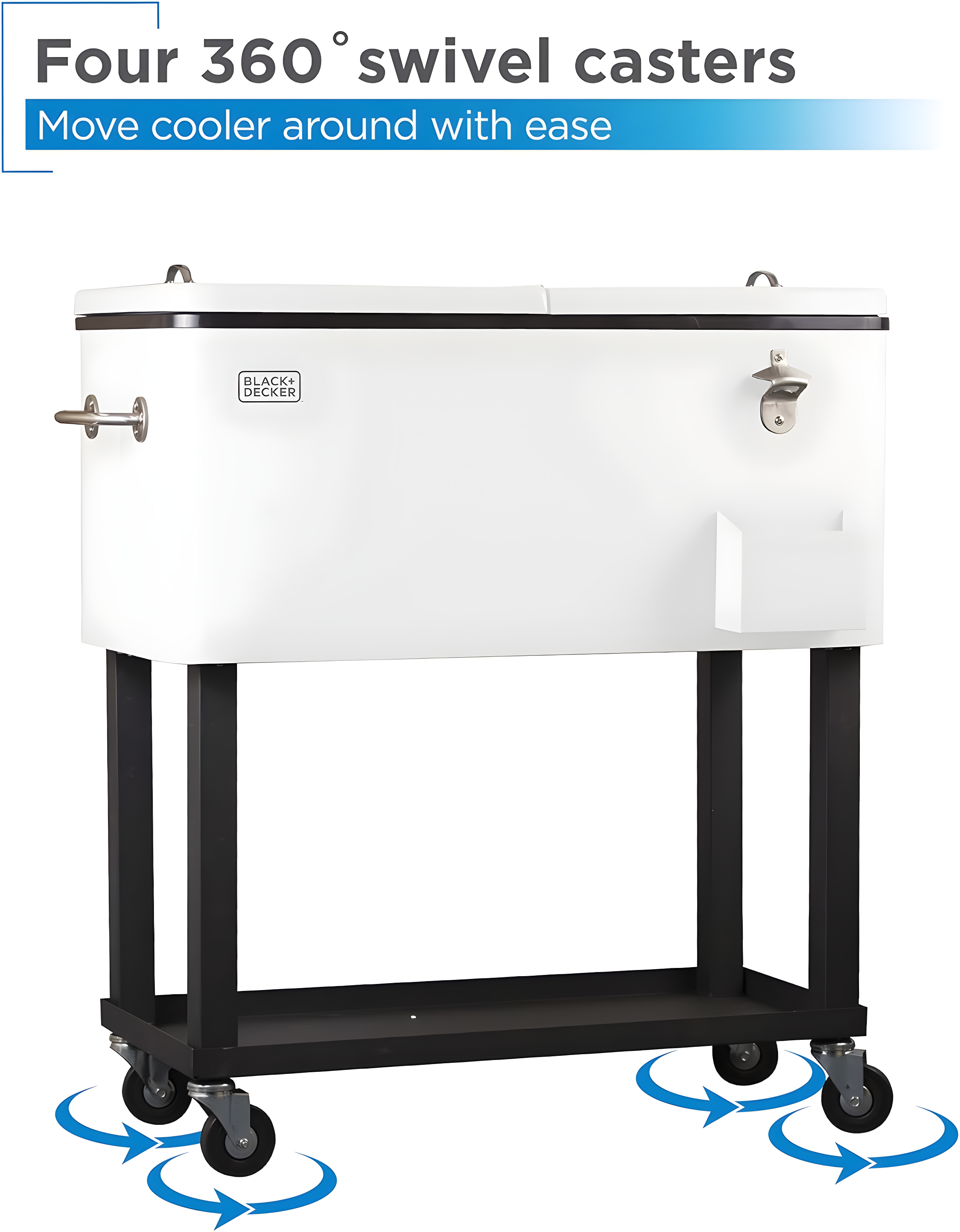 BLACK+DECKER Mobile Cooler Cart, 20-Gallon Capacity, White