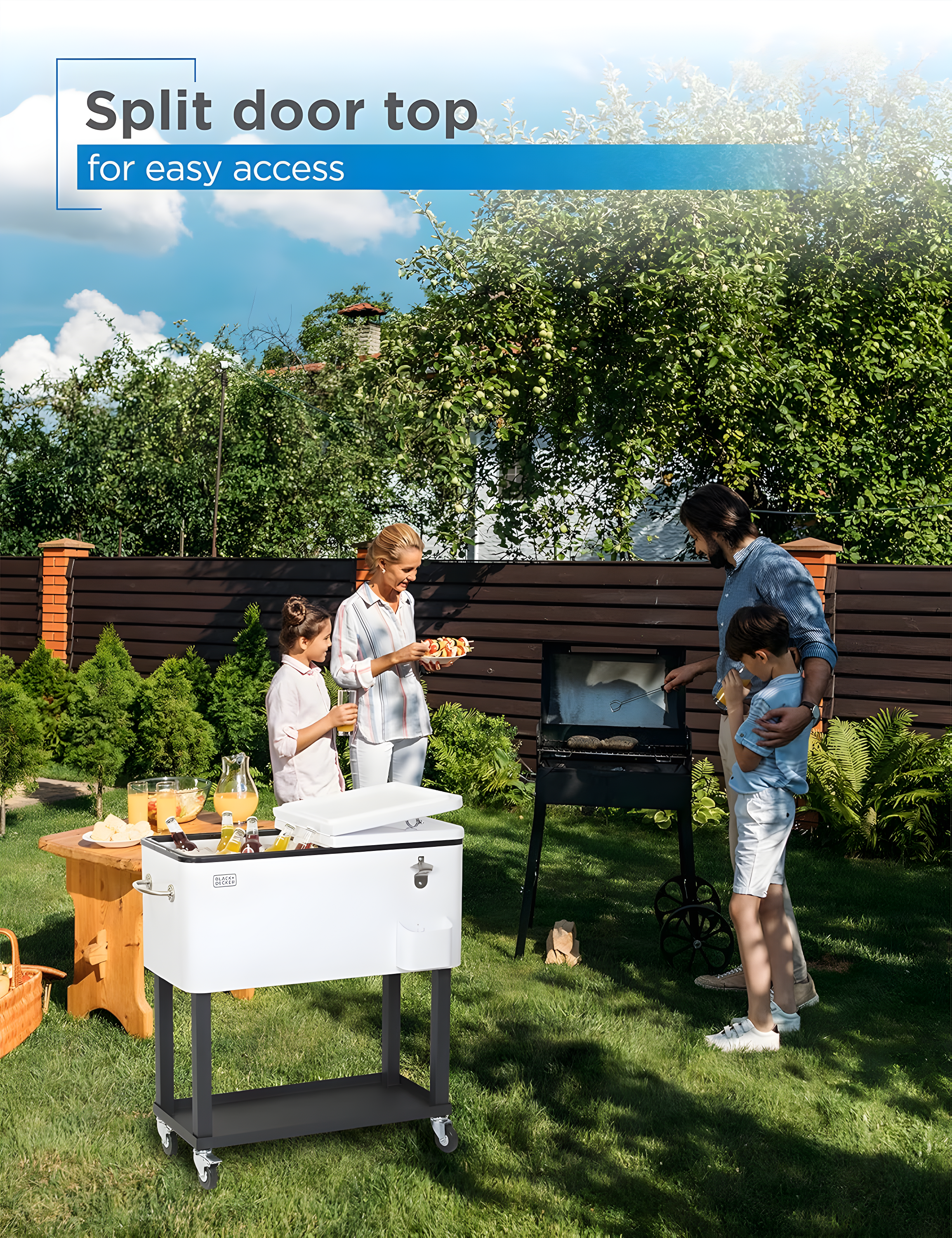 BLACK+DECKER Mobile Cooler Cart, 20-Gallon Capacity, White