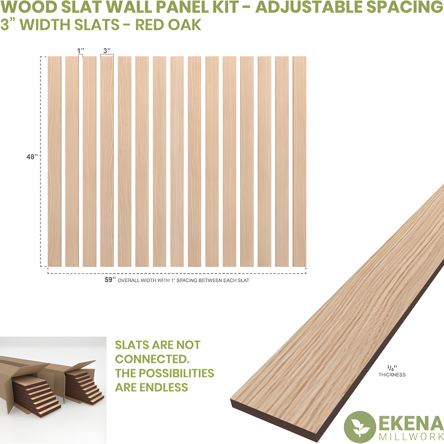 Adjustable Wood Slat Wall Panel Kit