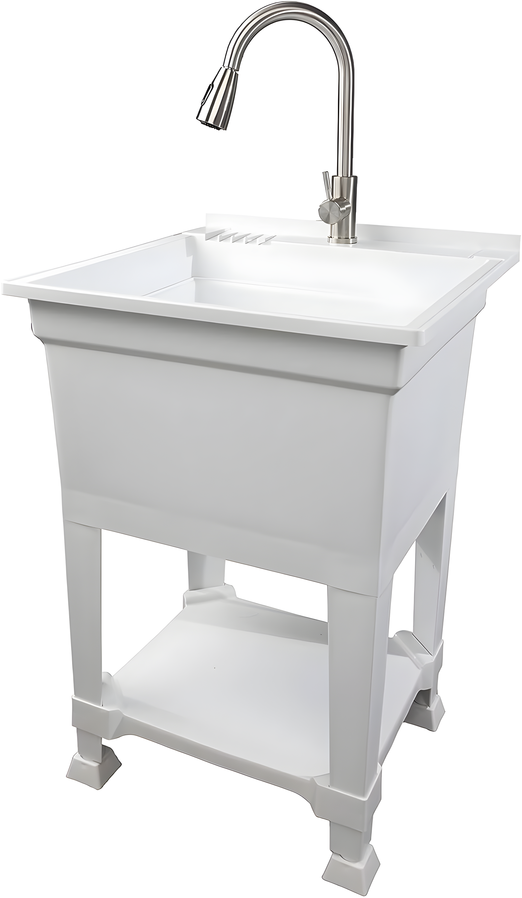 UTILITYSINKS Plastic 24" Compact Workshop Freestanding Laundry Sink with Faucet