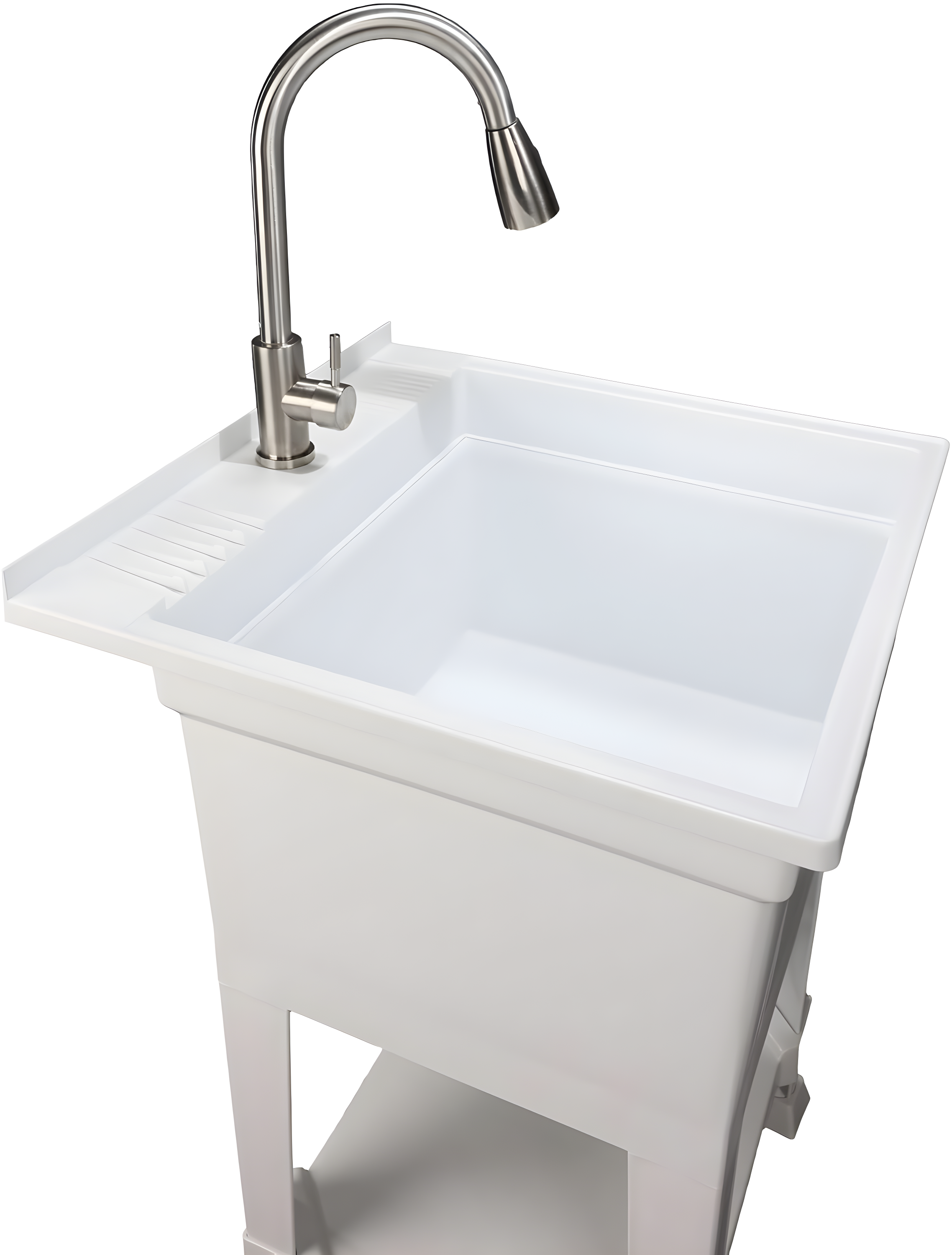 UTILITYSINKS Plastic 24" Compact Workshop Freestanding Laundry Sink with Faucet