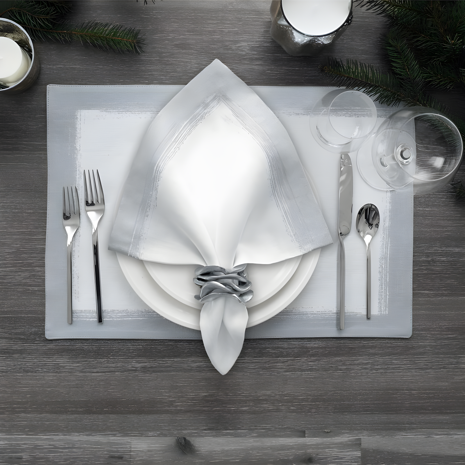 Metallic Brushstroke Linen Blend Placemat (Set of 4)