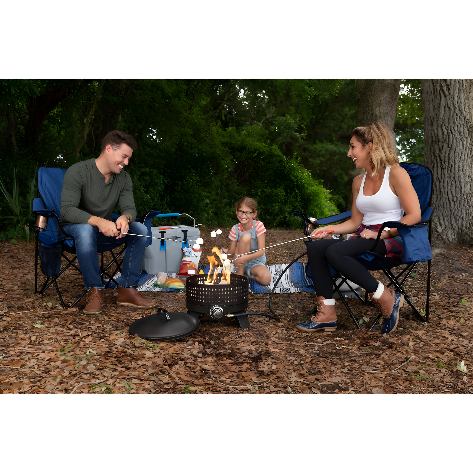 Fire Sense 62133 Sporty Campfire Portable Fire Pit LPG Gas 60,000 BTU Outdoor Firepit Includes Propane Stand Included - Dark Bronze - Round - 15"