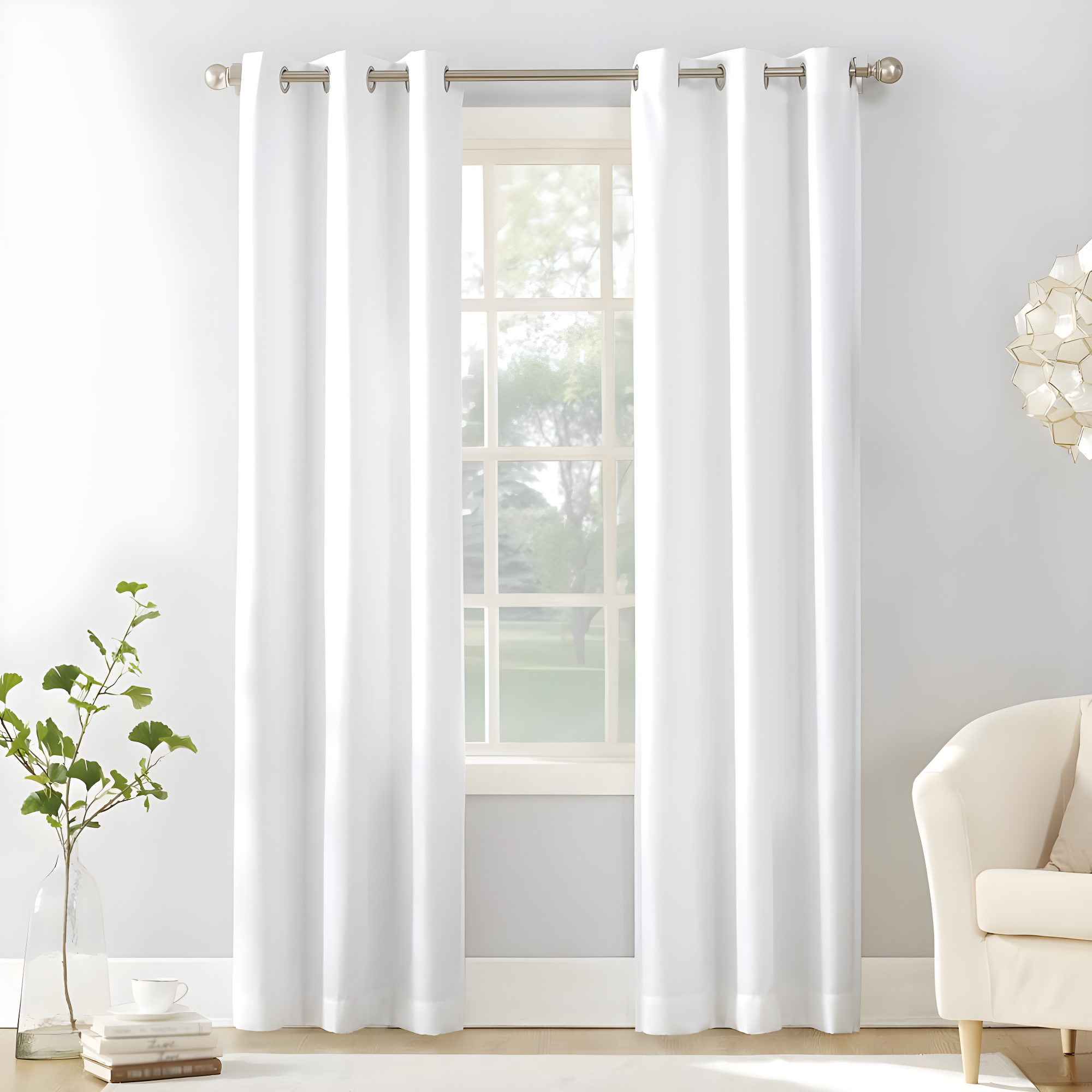 84"x40" Sora Casual Textured Light Filtering Grommet Top Curtain Panel White - No. 918