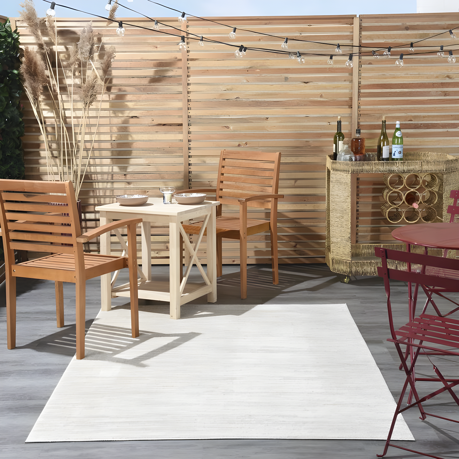 Nourison Essentials Easy Care Indoor Outdoor Area Rug - Ivory Beige 5' x 7'