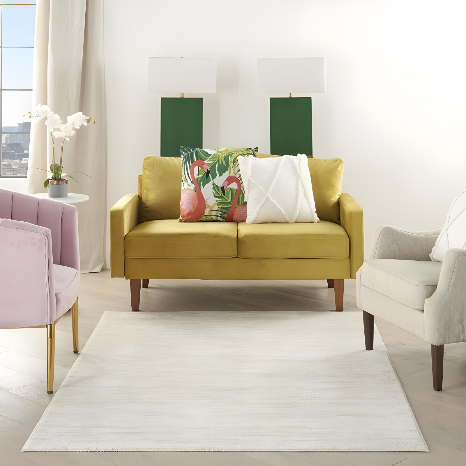 Nourison Essentials Easy Care Indoor Outdoor Area Rug - Ivory Beige 5' x 7'