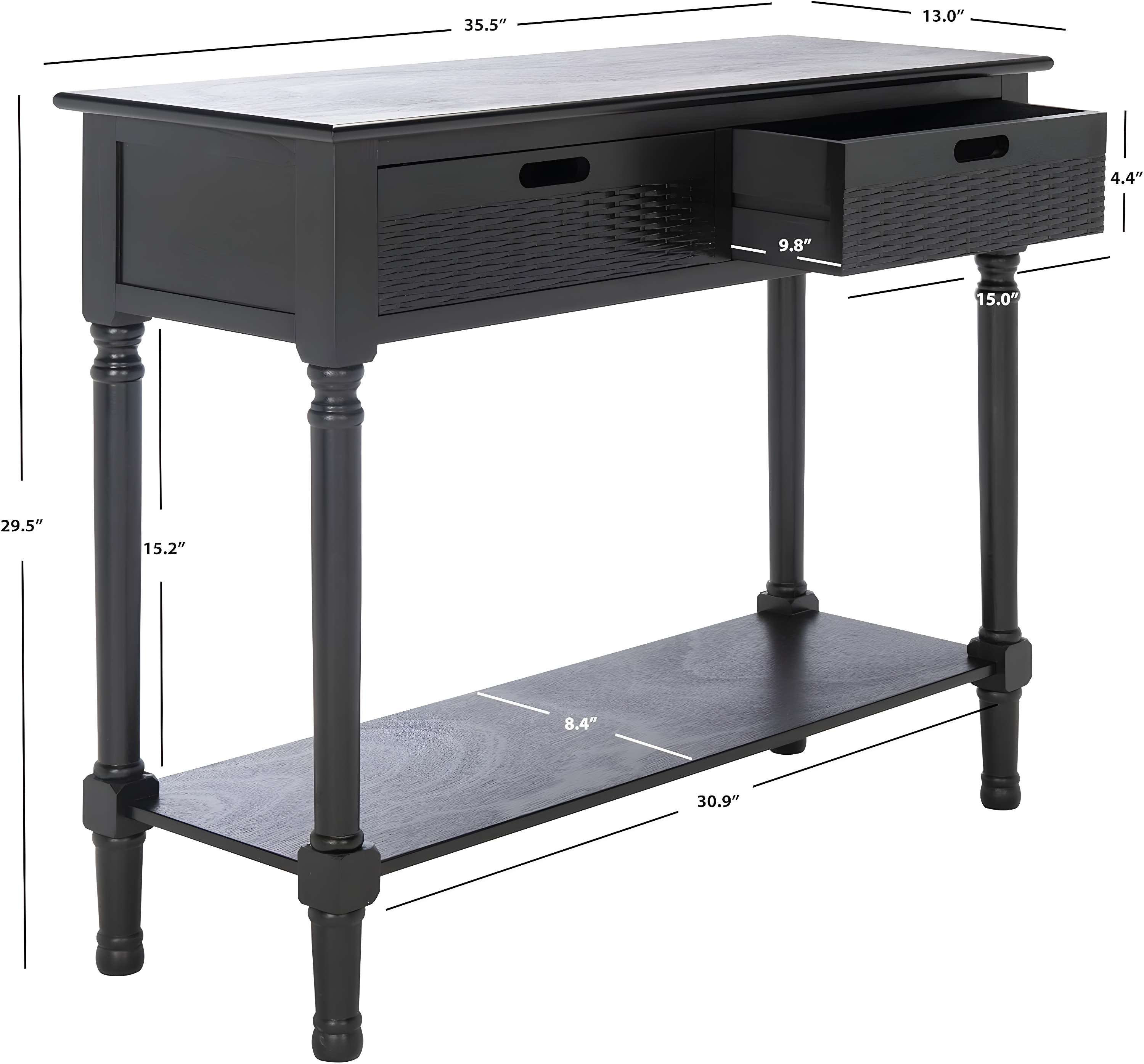Landers 2 Drawer Console Table - CNS5710B - Black - Safavieh