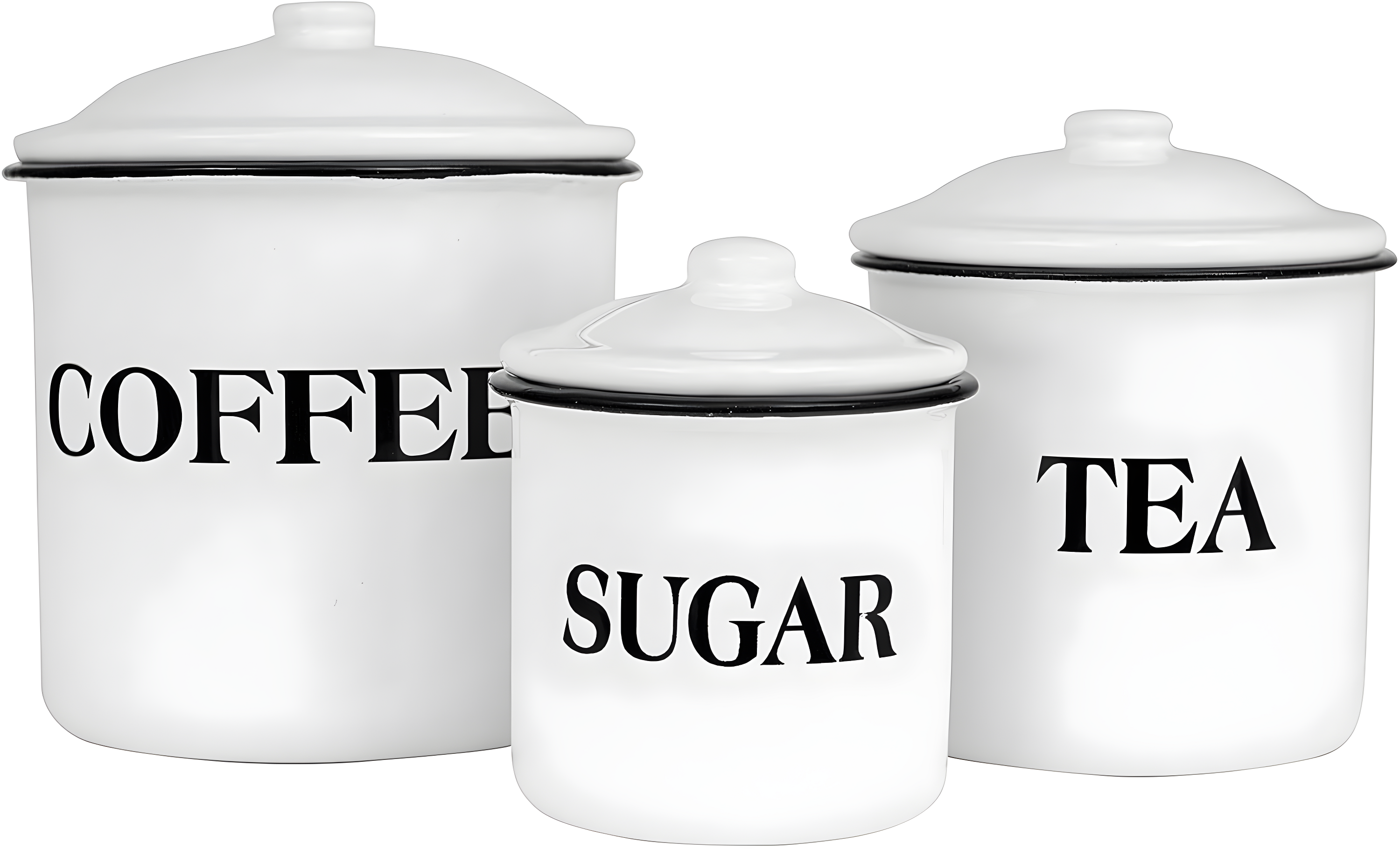 Storied Home Set of 3 'Coffee Tea Sugar' Metal Containers with Lid: Kitchen Canister Set for Coffee & Tea Storage