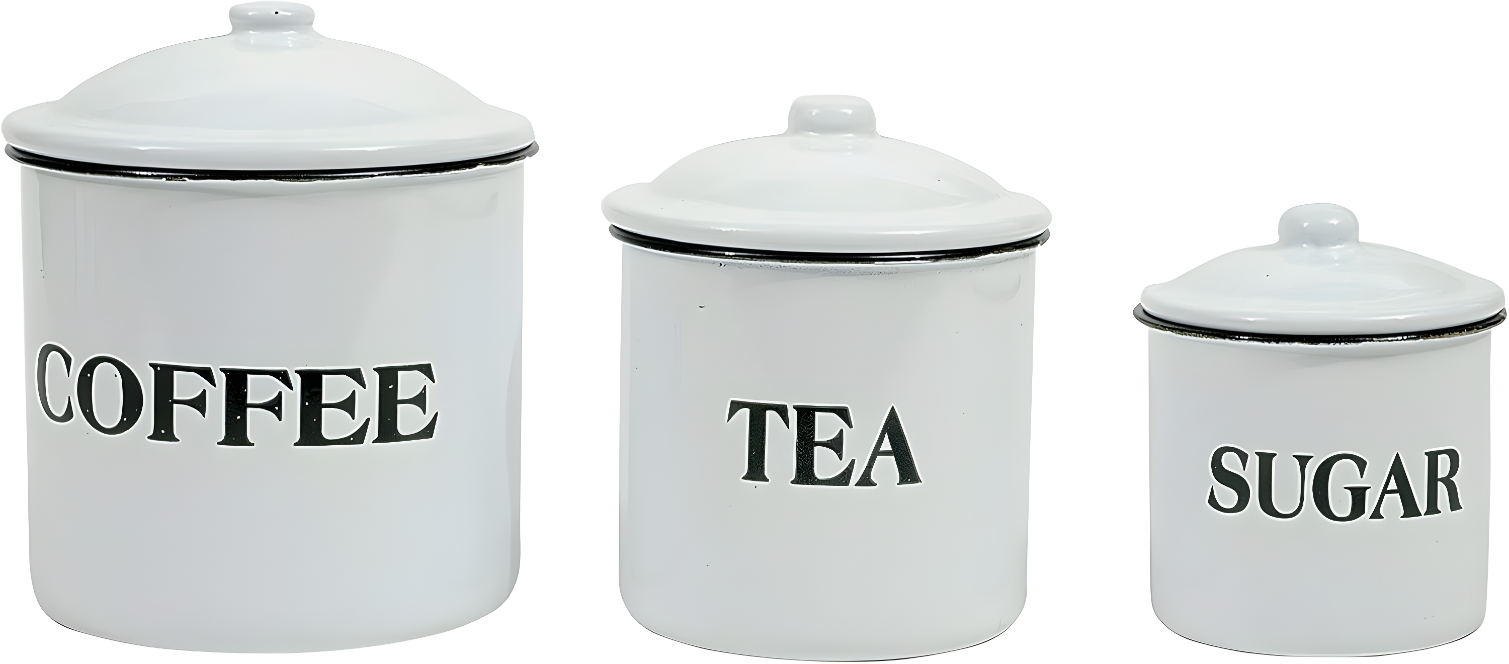 Storied Home Set of 3 'Coffee Tea Sugar' Metal Containers with Lid: Kitchen Canister Set for Coffee & Tea Storage