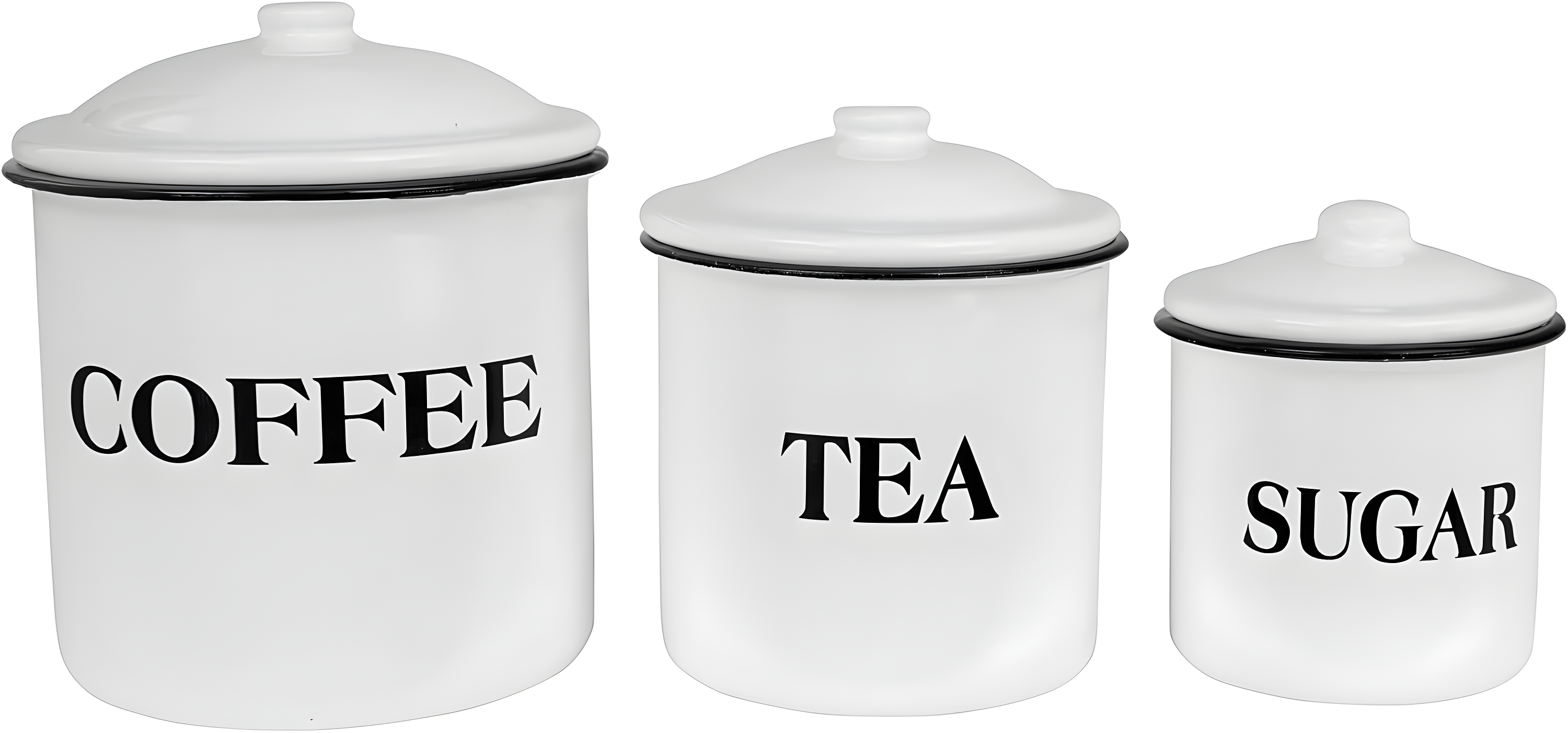 Storied Home Set of 3 'Coffee Tea Sugar' Metal Containers with Lid: Kitchen Canister Set for Coffee & Tea Storage