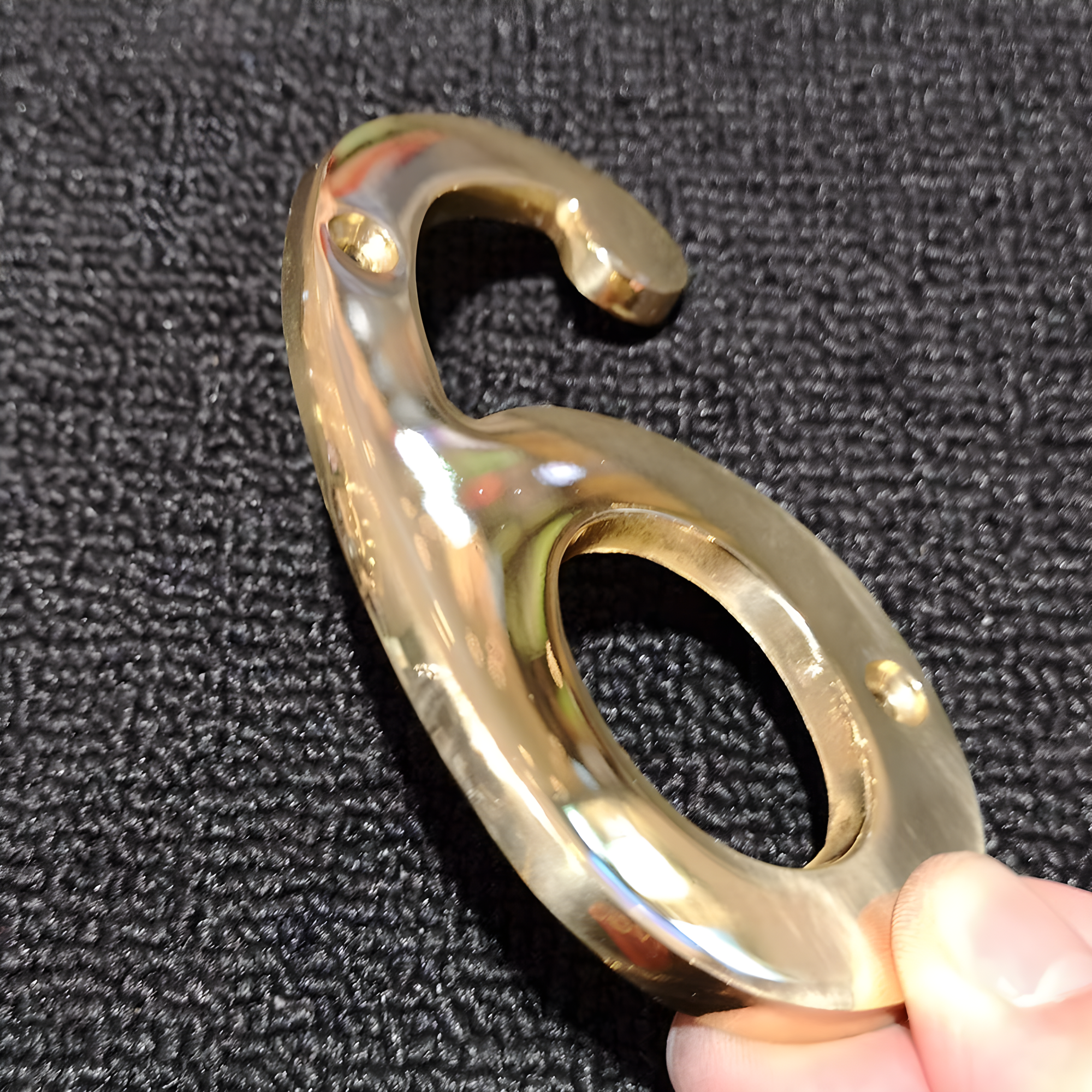 4 Inch Solid Brass House Number 6 in Bright Gold Finish
