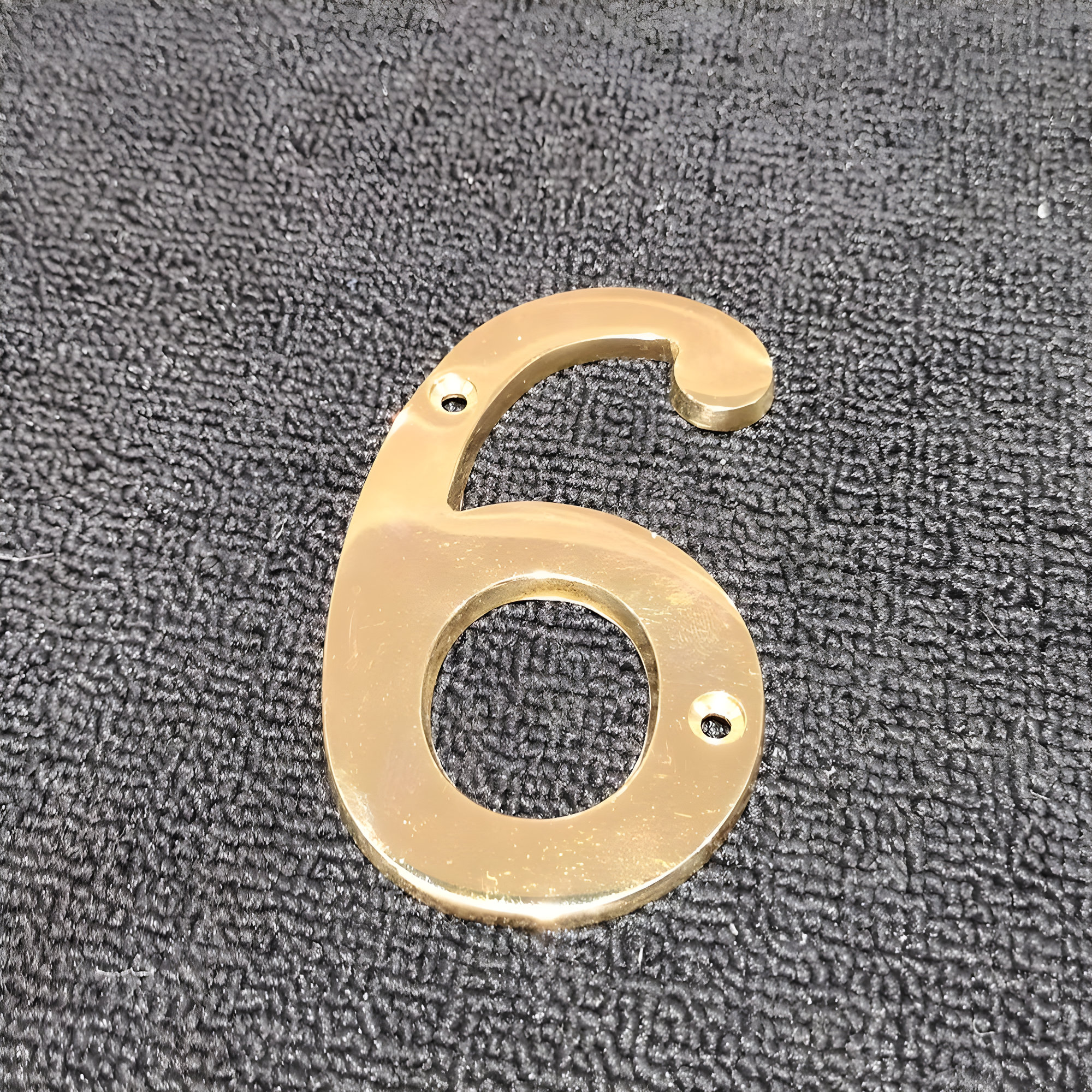 4 Inch Solid Brass House Number 6 in Bright Gold Finish