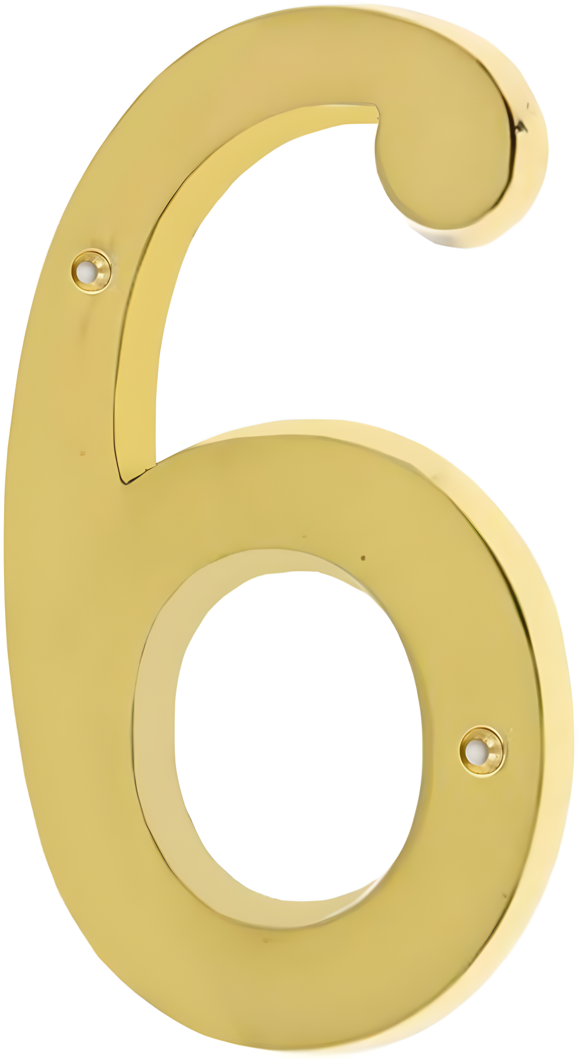 4 Inch Solid Brass House Number 6 in Bright Gold Finish