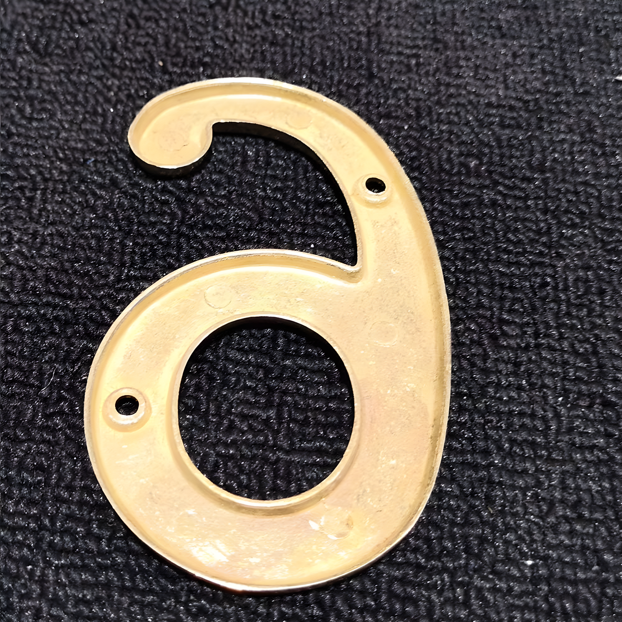 4 Inch Solid Brass House Number 6 in Bright Gold Finish