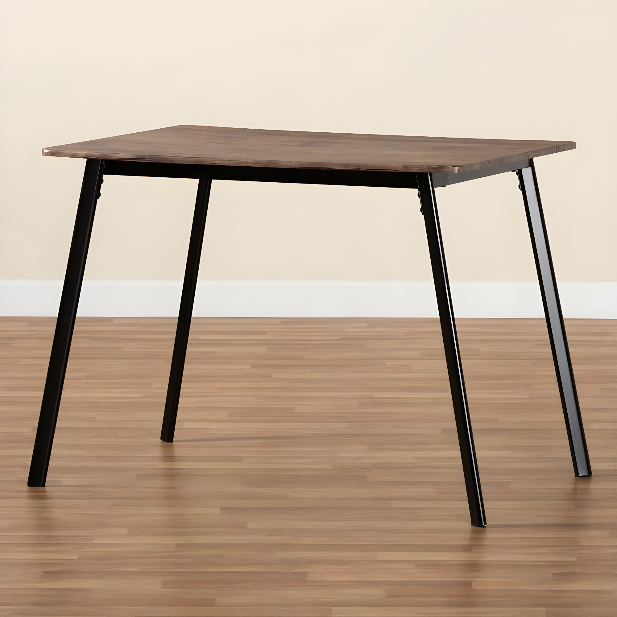 Calder Wood and Metal Dining Table Walnut Brown/Black - Baxton Studio