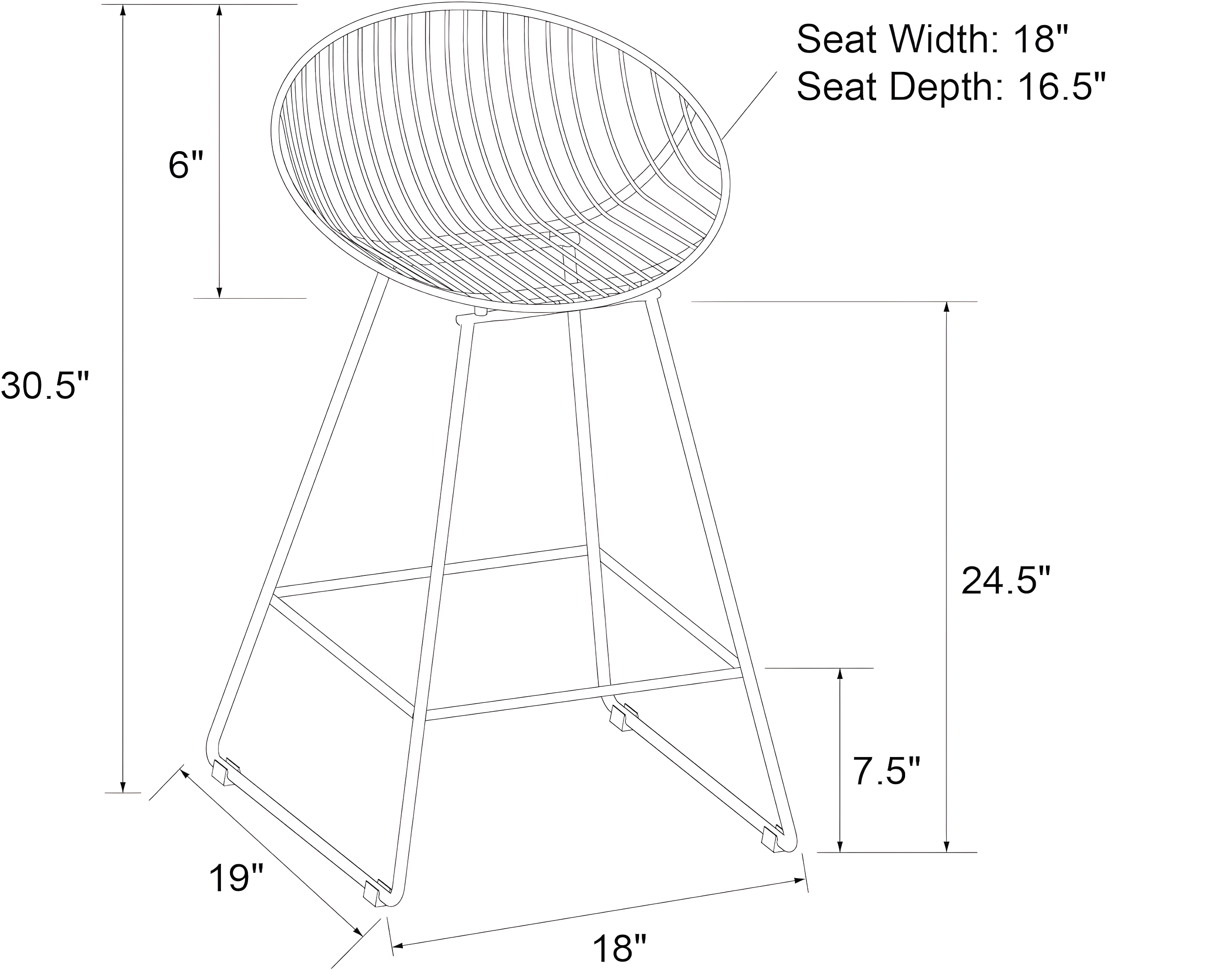 Ellis 25" Counter Bar Stool