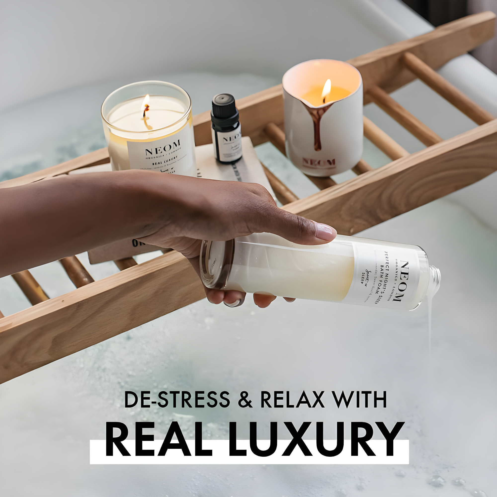 NEOM Real Luxury Reed Diffuser, 3,38fl oz | Lavender, Rosewood & Jasmine Essential Oil Blends | 100% Natural Fragrance | Relaxing Scent |