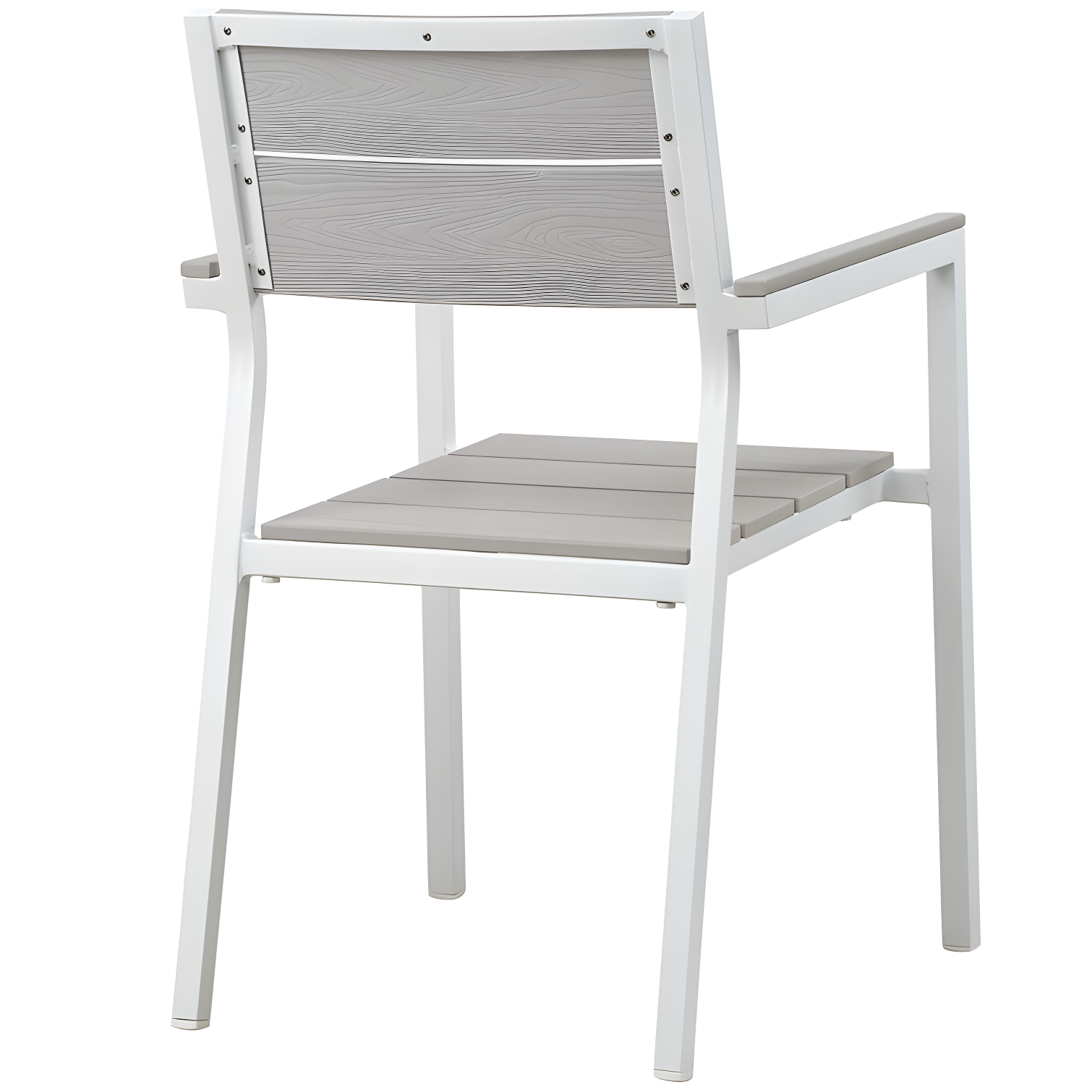 BSD National Supplies Maine Aluminum Outdoor Patio Two Arm Chairs in White Light Gray by Modway (Set of 2)