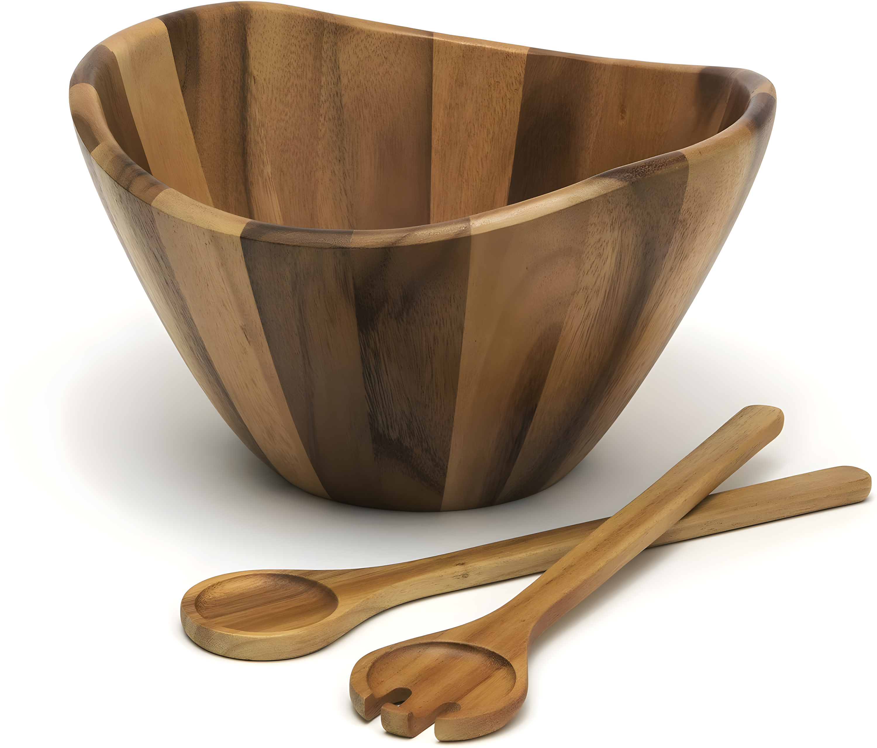 Lipper Acacia Wave Bowl, Large With Servers