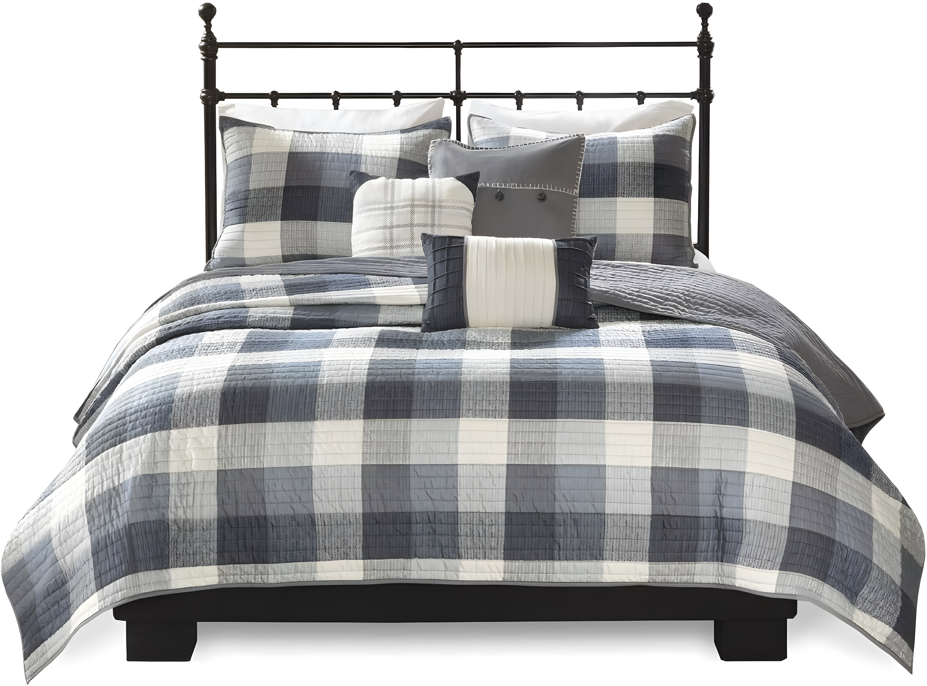 Madison Park Ridge 6 Piece Printed Herringbone Quilt Set with Throw Pillows