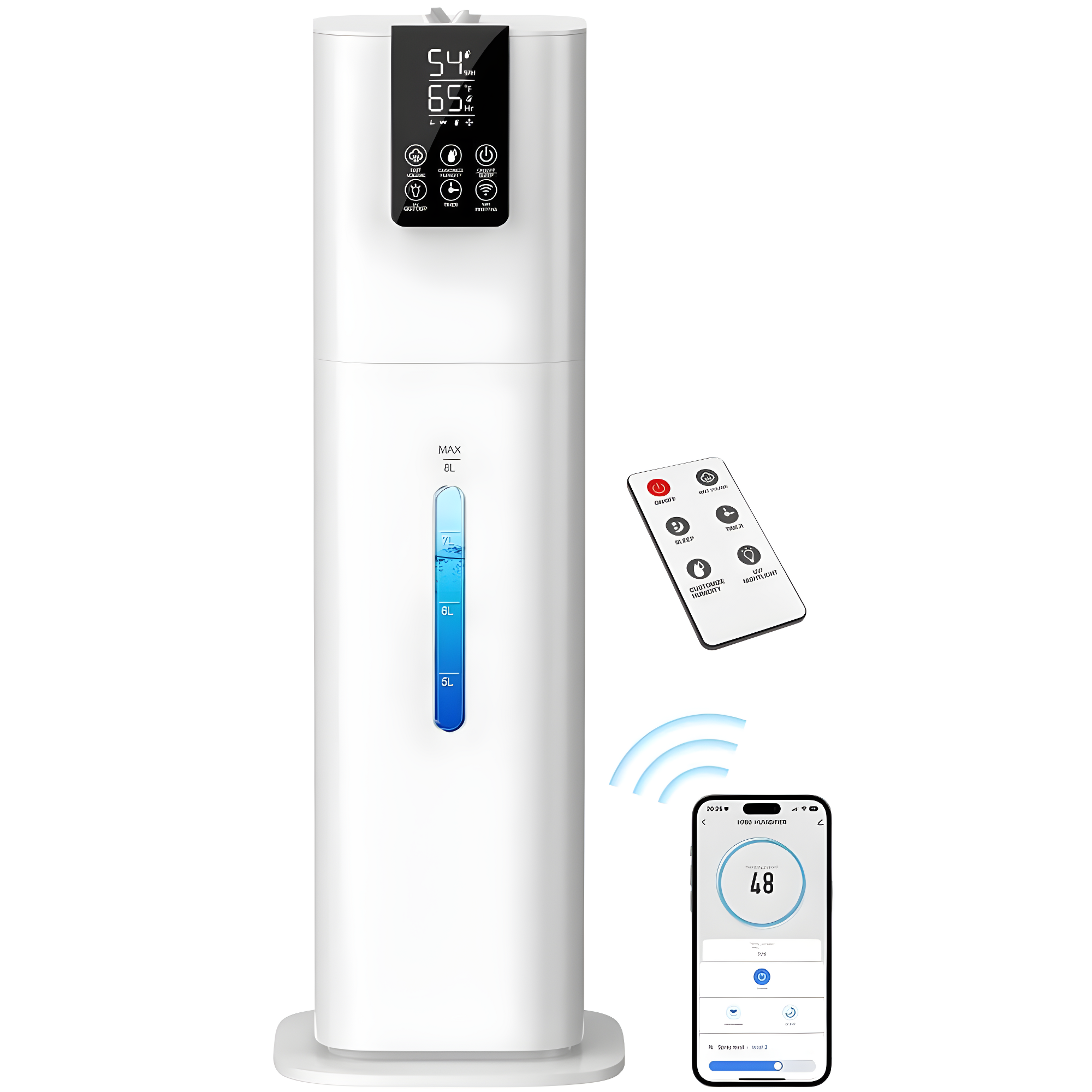 Smart Humidifiers Large Room Bedroom Home,2.11Gal(8L) Quiet Top Fill Cool Mist Humidifier,Smart App & Remote Control, 3 Speed Humidifier with 360°Nozzle,Humidity Setting for Baby Office Plant(White)