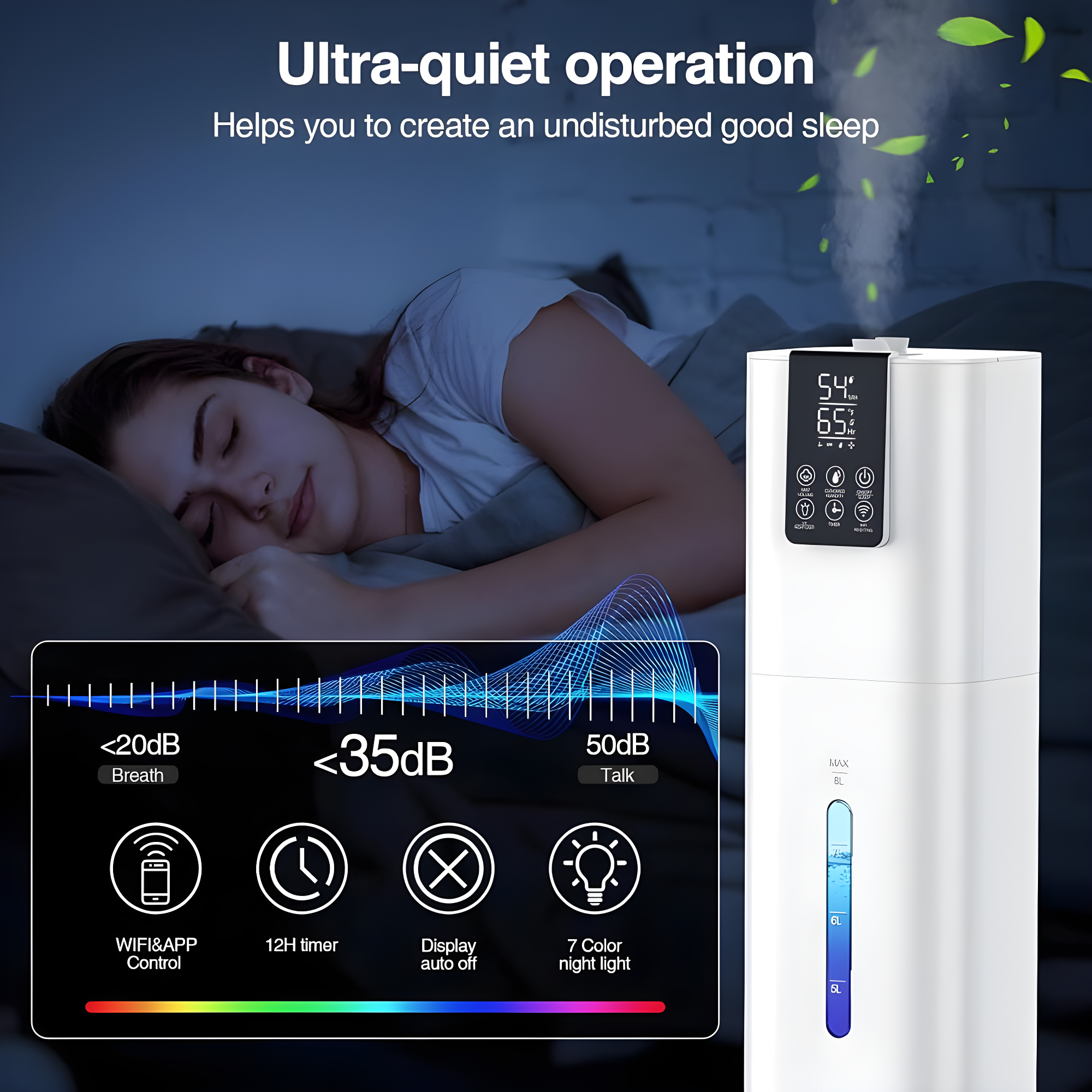 Smart Humidifiers Large Room Bedroom Home,2.11Gal(8L) Quiet Top Fill Cool Mist Humidifier,Smart App & Remote Control, 3 Speed Humidifier with 360°Nozzle,Humidity Setting for Baby Office Plant(White)