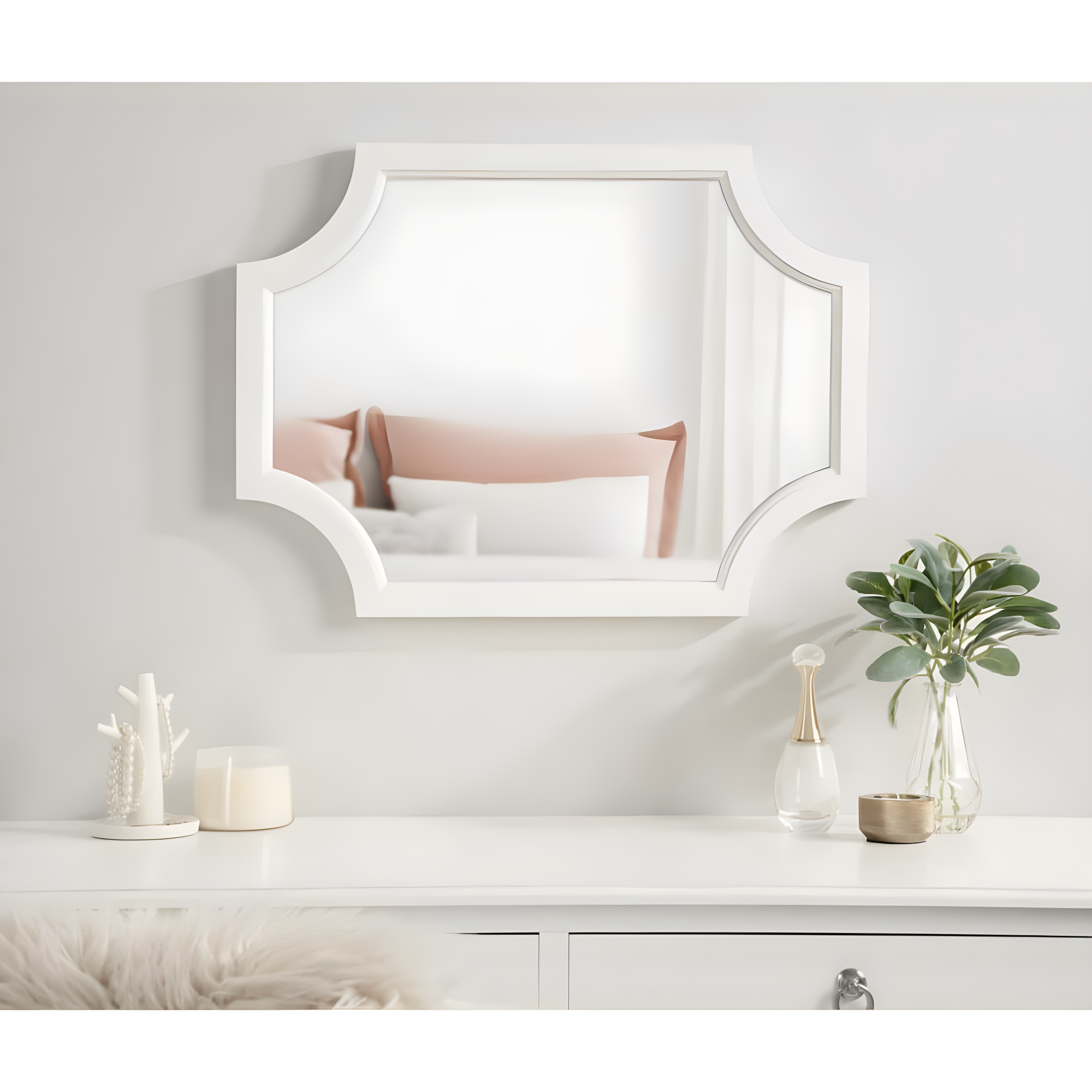 18" x 24" Hogan Scallop Wall Mirror White - Kate & Laurel All Things Decor: Modern Decorative MDF Frame, Easy to Hang