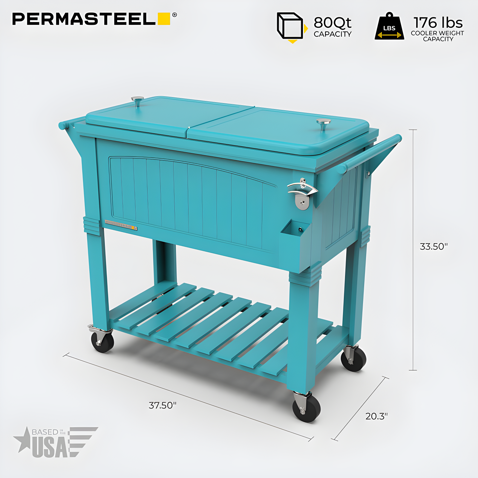 Permasteel 80 Qt. Furniture Style Rolling Patio Cooler