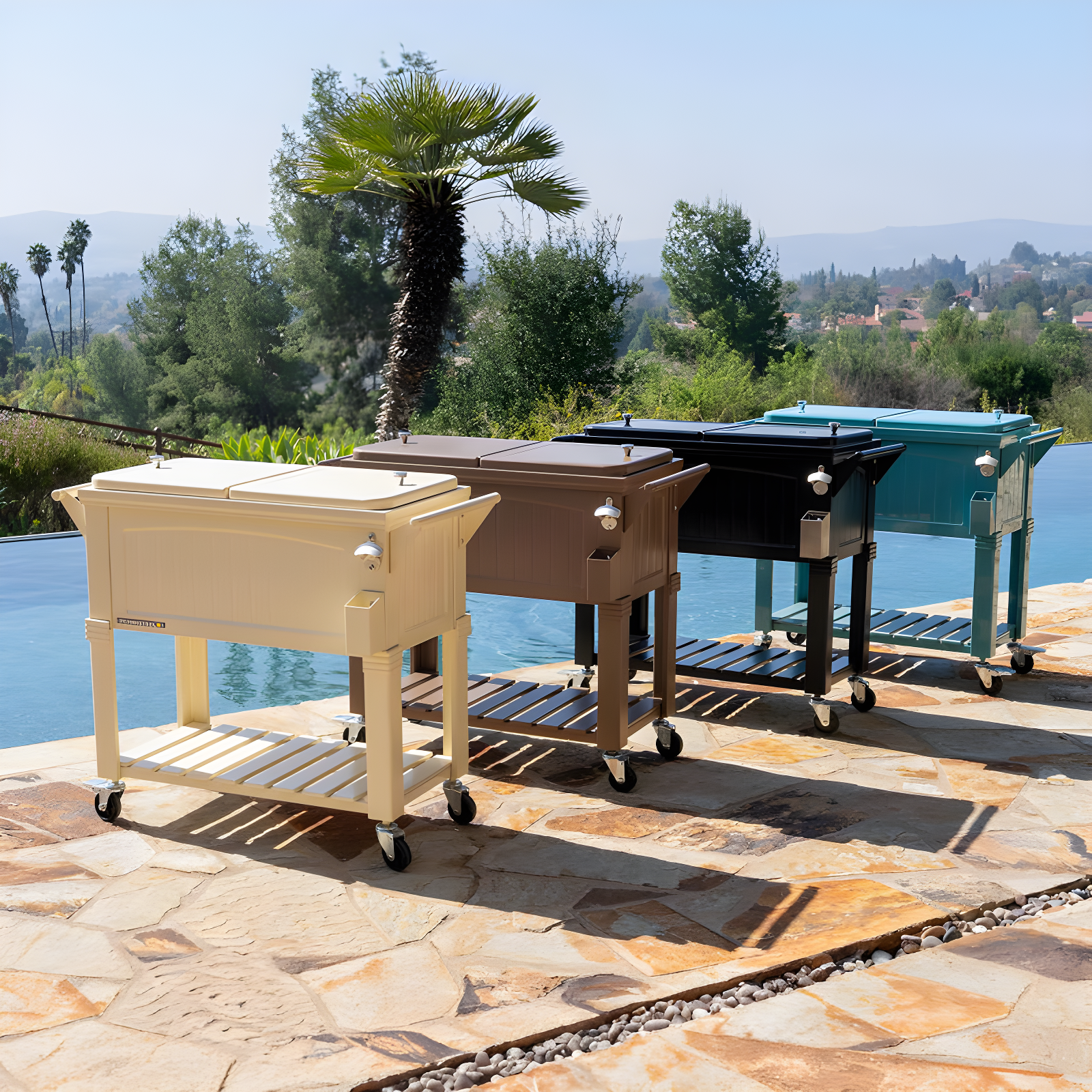 Permasteel 80 Qt. Furniture Style Rolling Patio Cooler