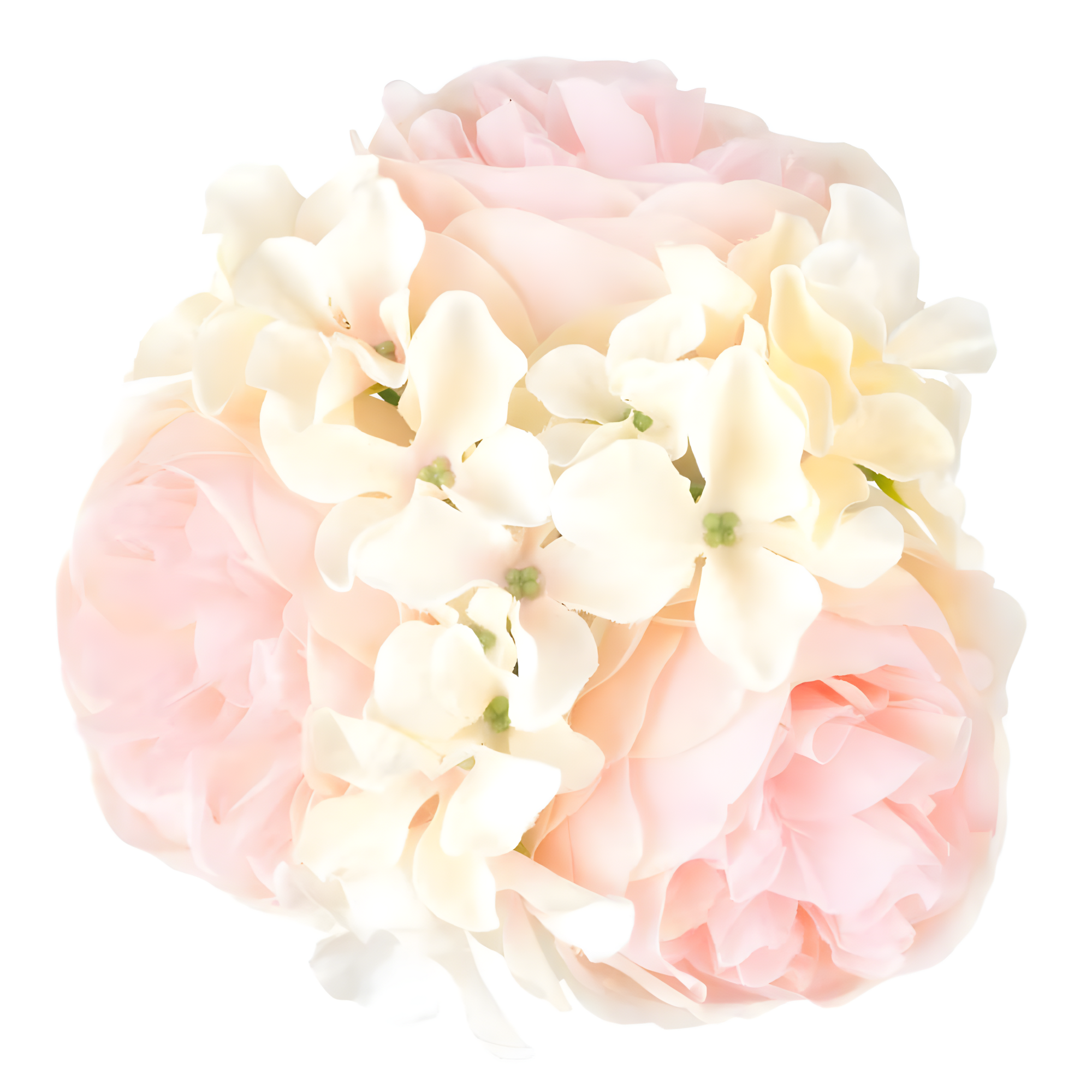 Eternal Bliss 9" Pink Rose & Cream Hydrangea Faux Floral Centerpiece