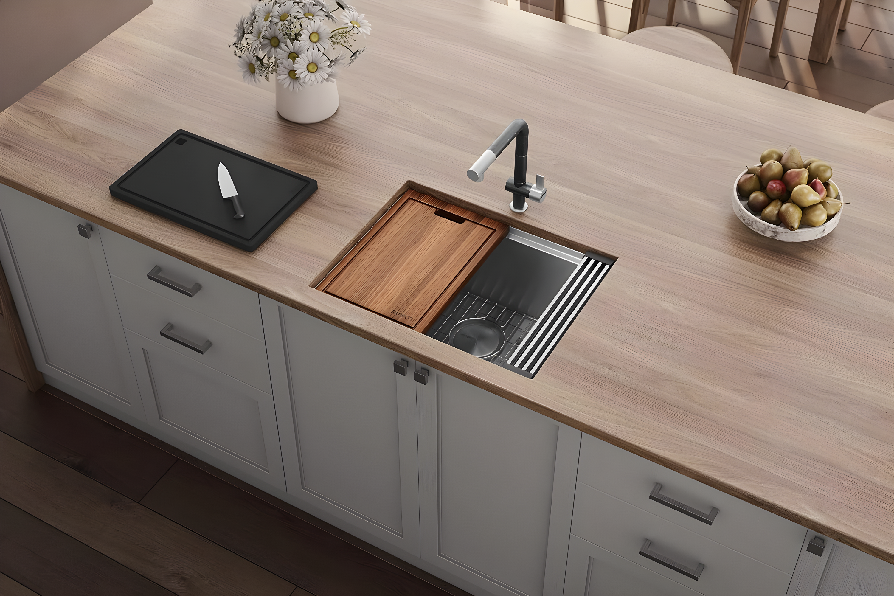 Ruvati RVH8303 Ruvati Workstation Undermount 16 Gauge Stainless Steel Kitchen Sink Single Bowl