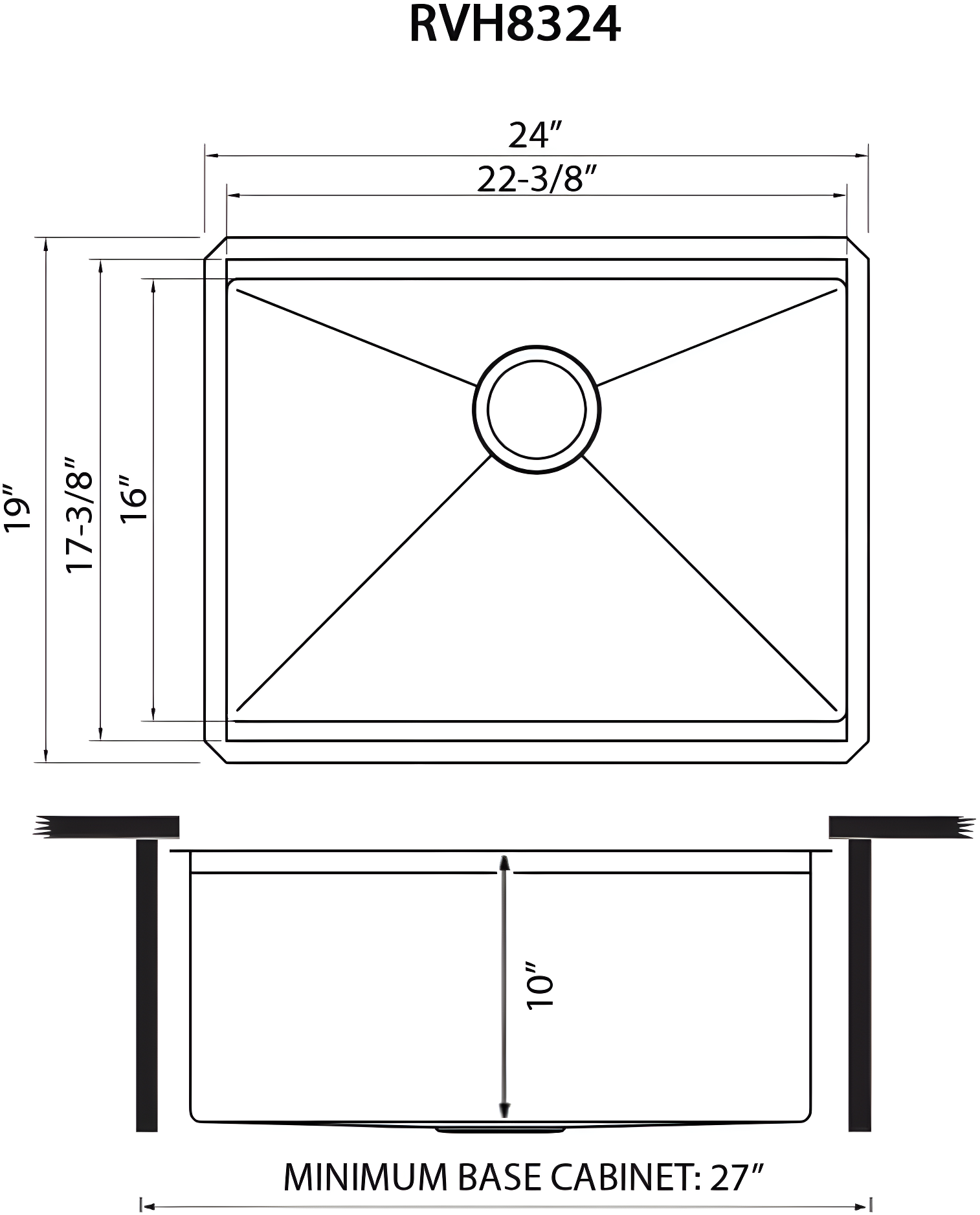 Ruvati RVH8303 Ruvati Workstation Undermount 16 Gauge Stainless Steel Kitchen Sink Single Bowl