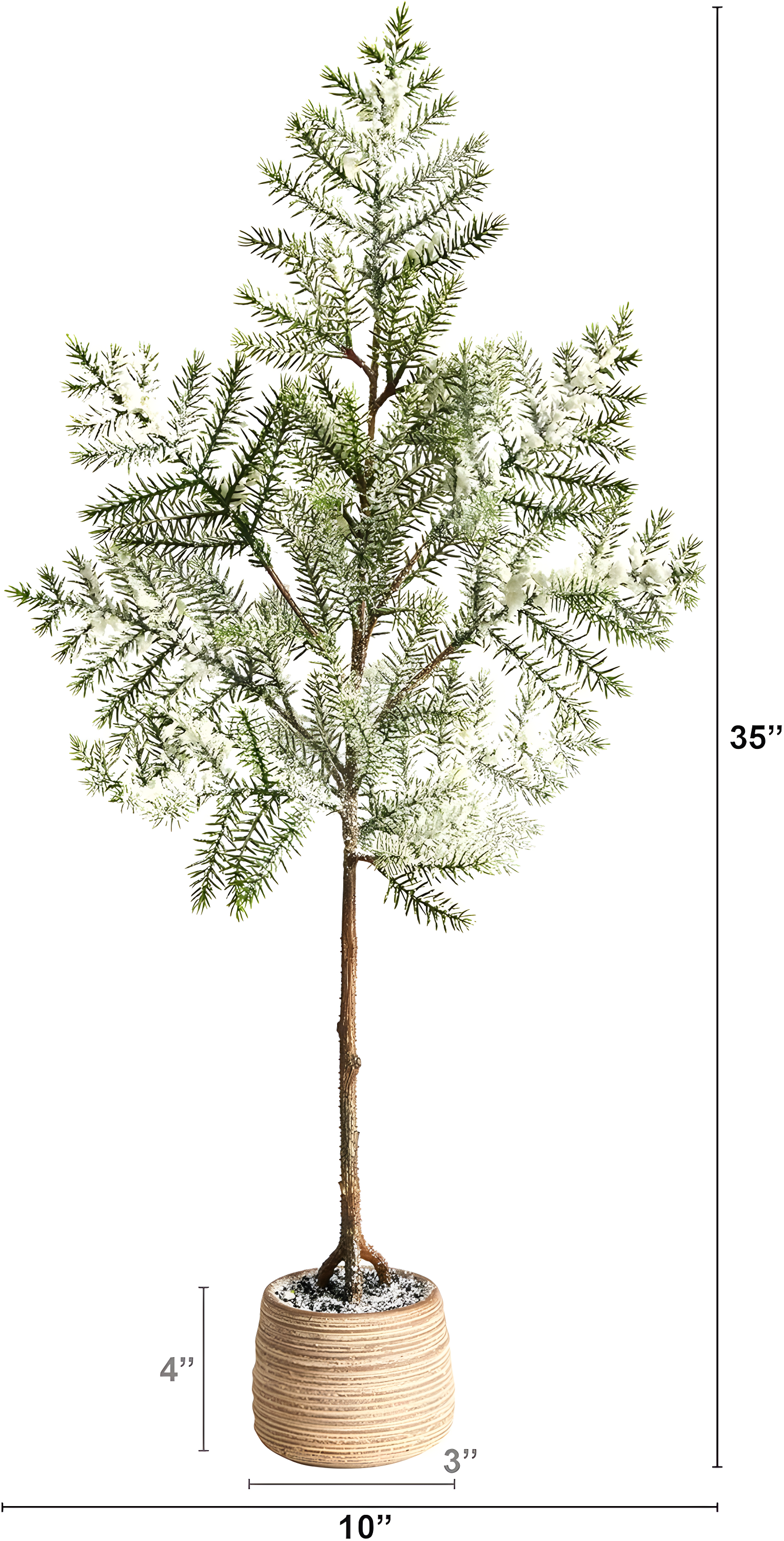 Nearly Natural 2.92-ft Frosted Pine Artificial Christmas Tree in Decorative Planter
