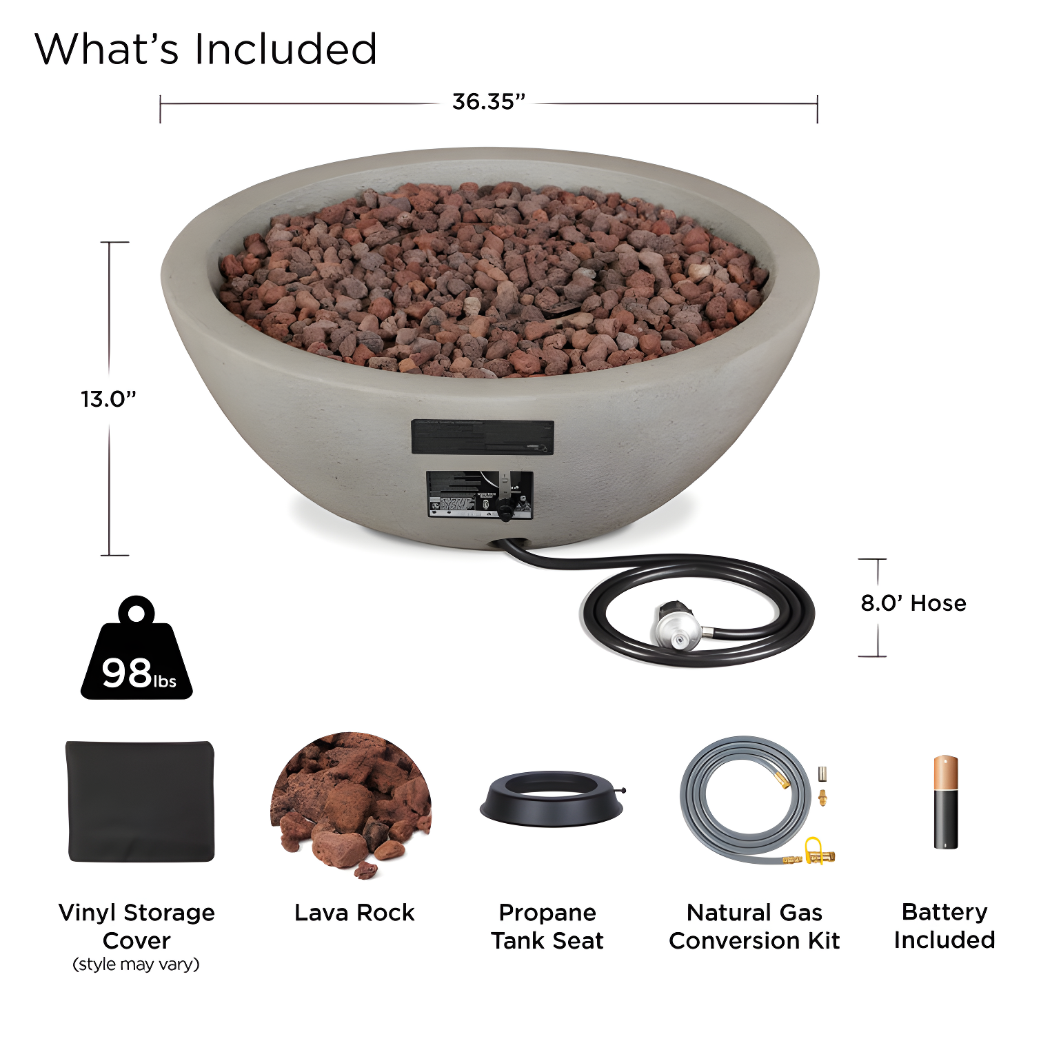 Fernanda Fire Bowl - Gray / Round