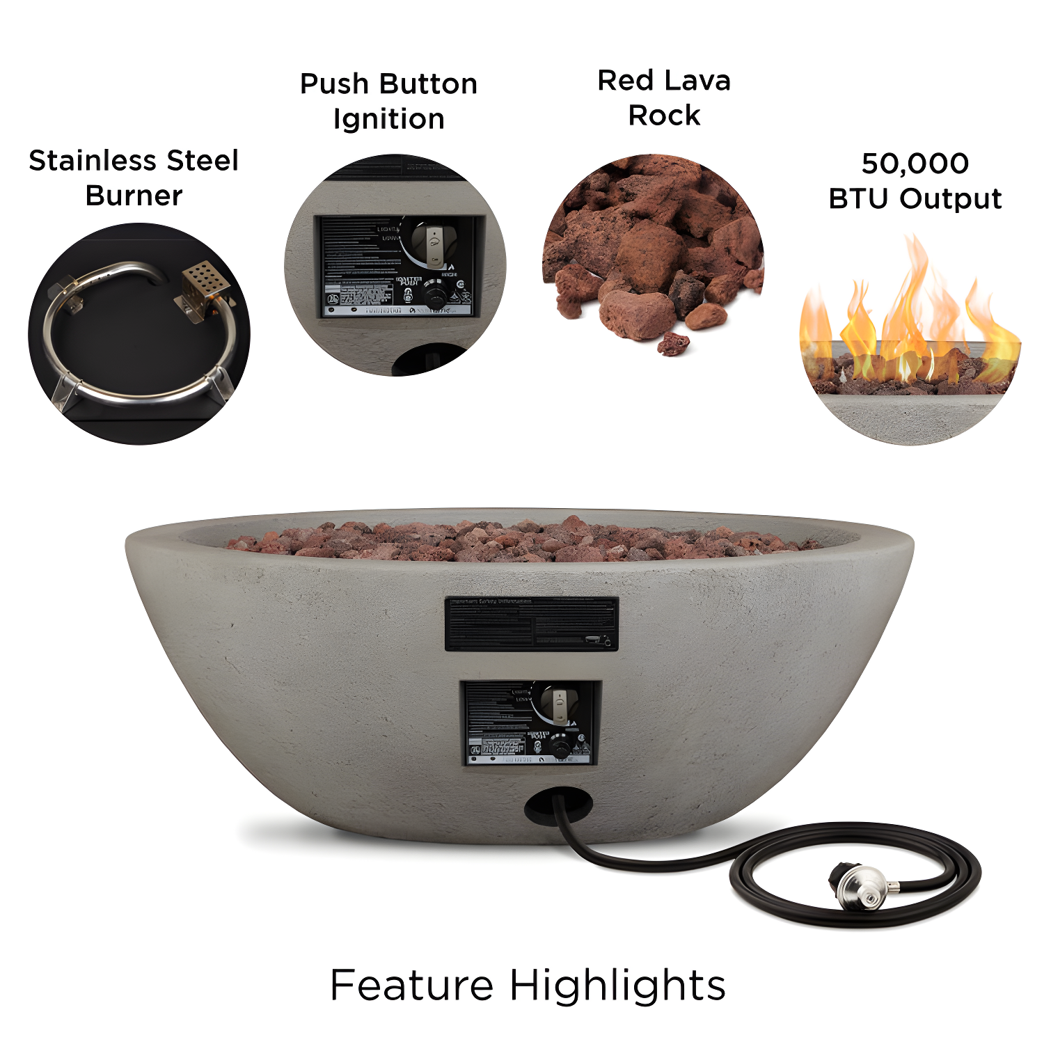Fernanda Fire Bowl - Gray / Round