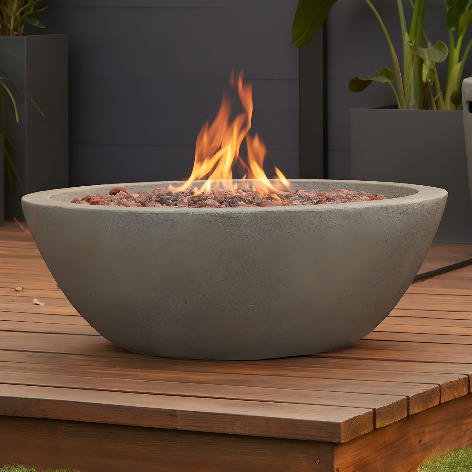 Fernanda Fire Bowl - Gray / Round