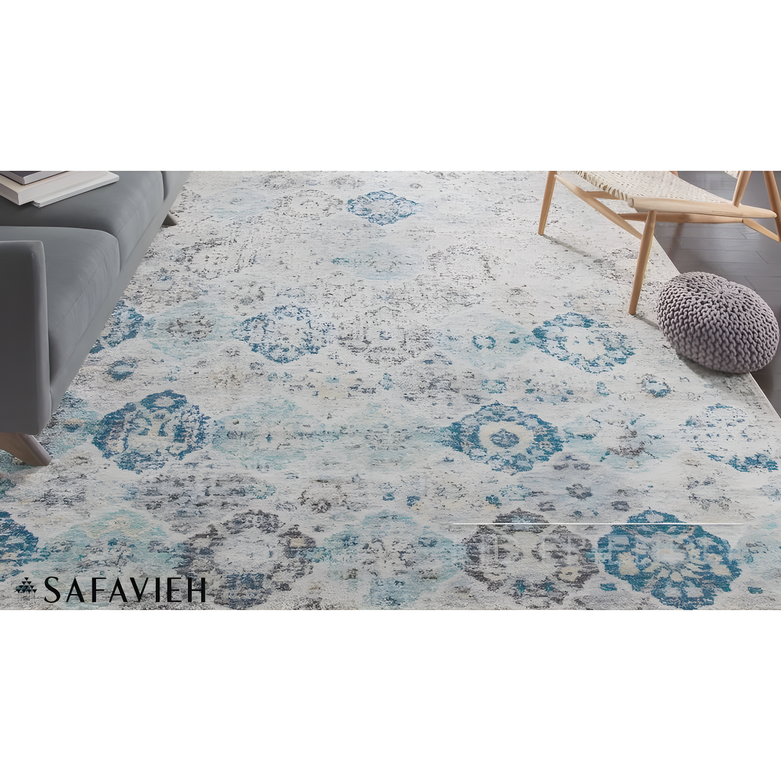 Madison MAD611 Power Loomed Indoor Accent Rug - Grey/Gold - 3'x5' - Safavieh