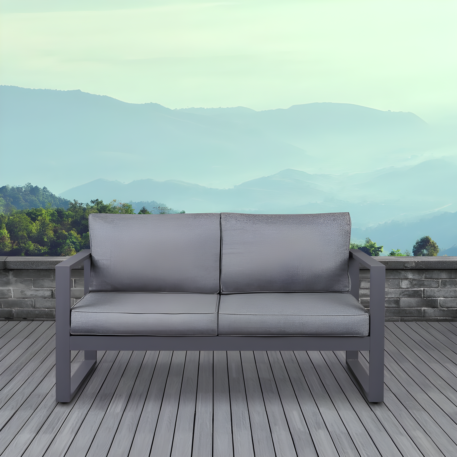 Real Flame BALTIC 55" Metal Outdoor Loveseat With Cushions by Real Flame