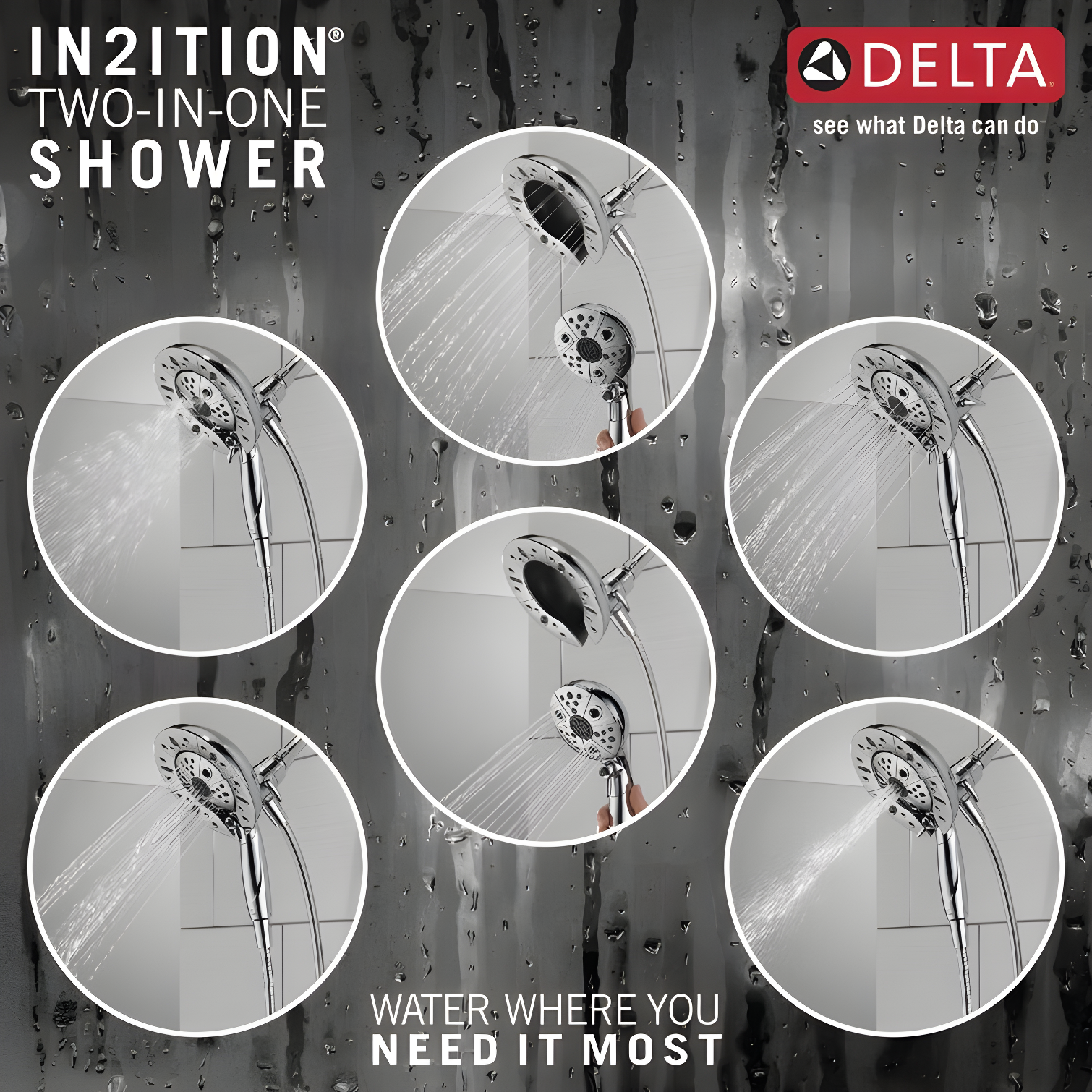 Vesna Single-Function Tub Shower Faucet Set, Shower Trim Kit with In2ition Shower Head and Valve