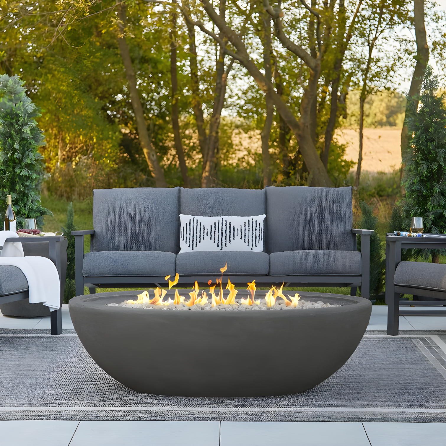 Fernanda Fire Bowl - Shale / Round