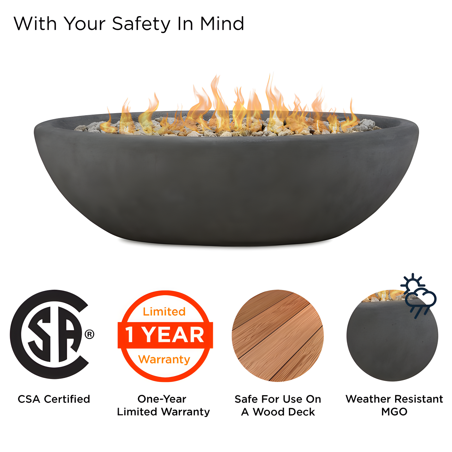 Fernanda Fire Bowl - Shale / Round