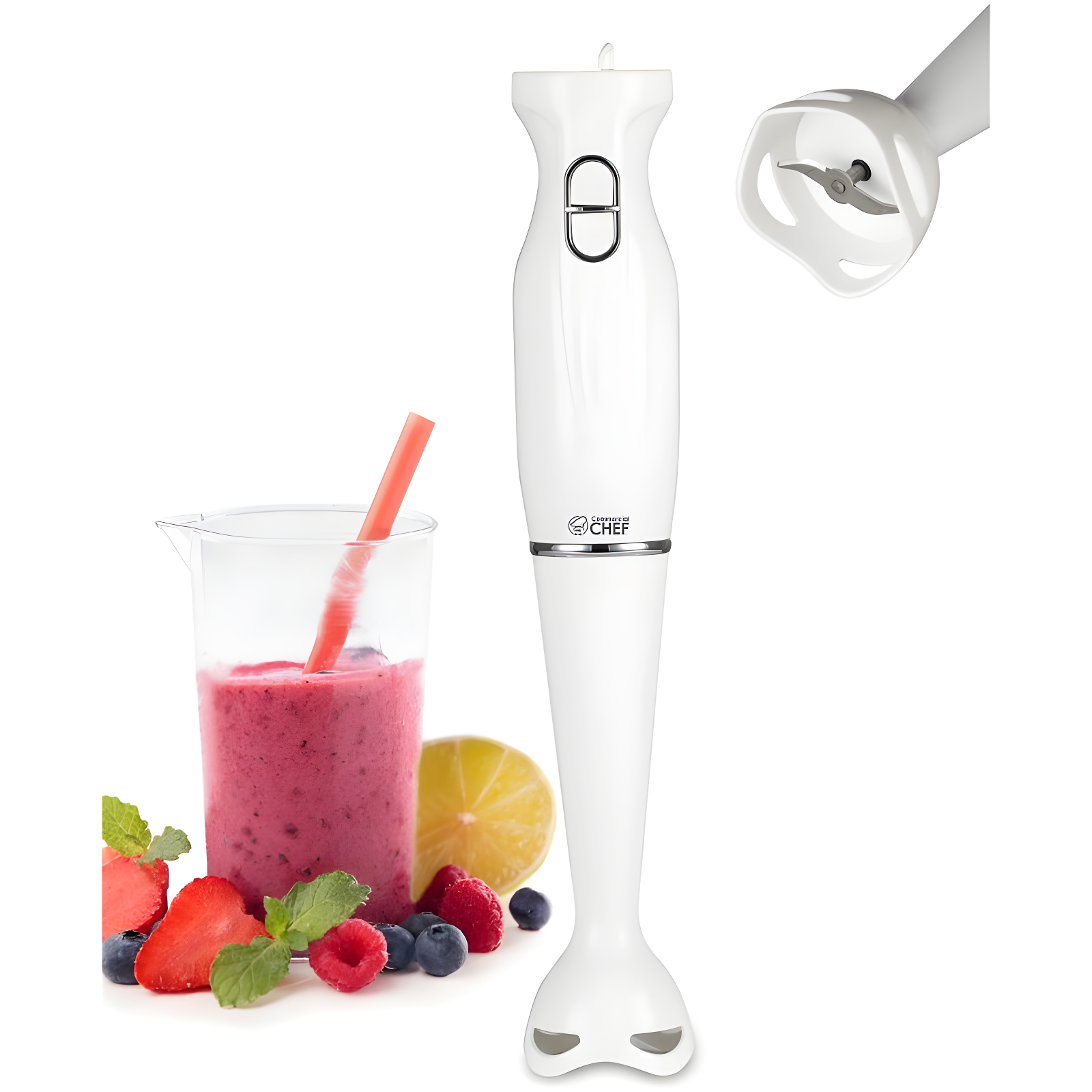 Commercial Chef COMMERCIAL CHEF Immersion Blender, Hand Blender with Stainless Steel Blades