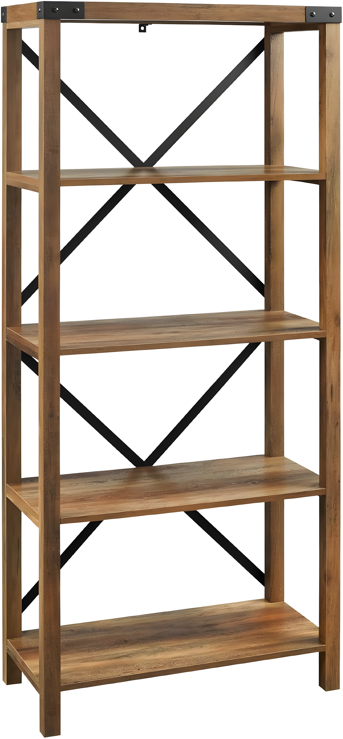 Walker Edison Rustic Industrial 4-Shelf Bookshelf, Reclaimed Barnwood